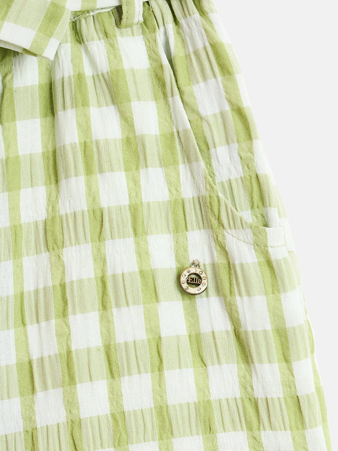 Elle Kids Green Relaxed Fit Checks Shorts