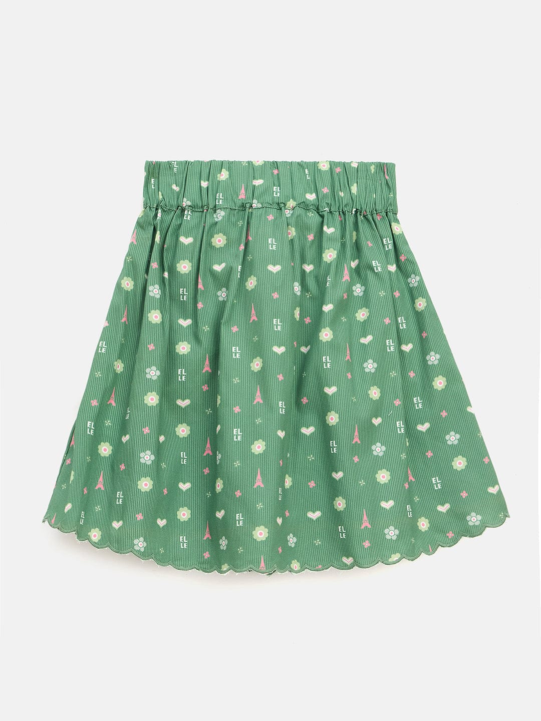 Elle Kids Green A Line Printed Skirt
