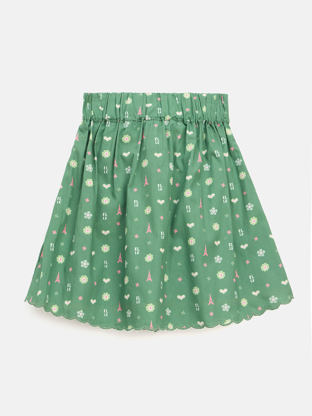Elle Kids Green A Line Printed Skirt