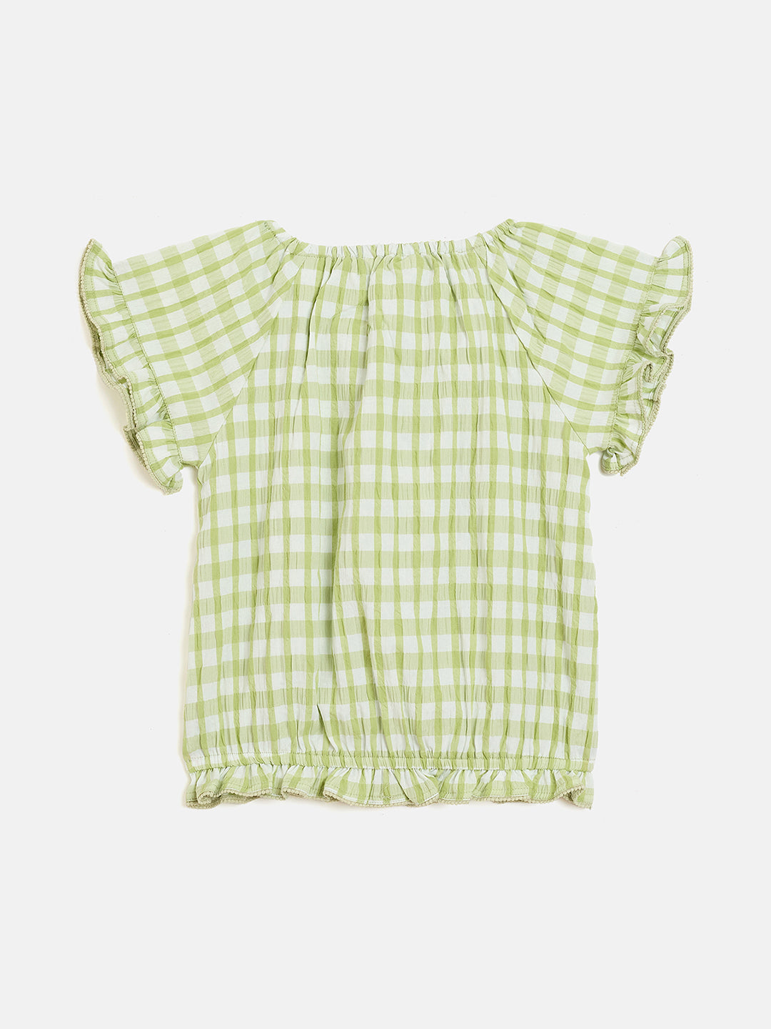 Elle Kids Green Yarn Dyed Round Neck Top