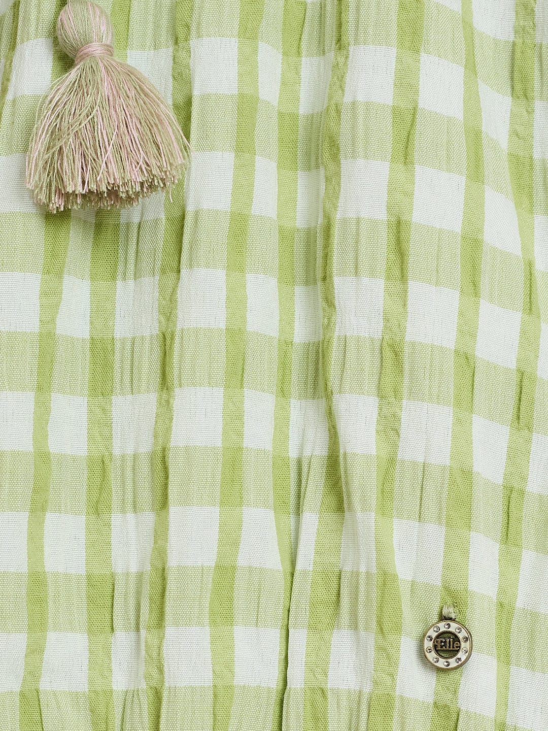 Elle Kids Green Yarn Dyed Round Neck Top