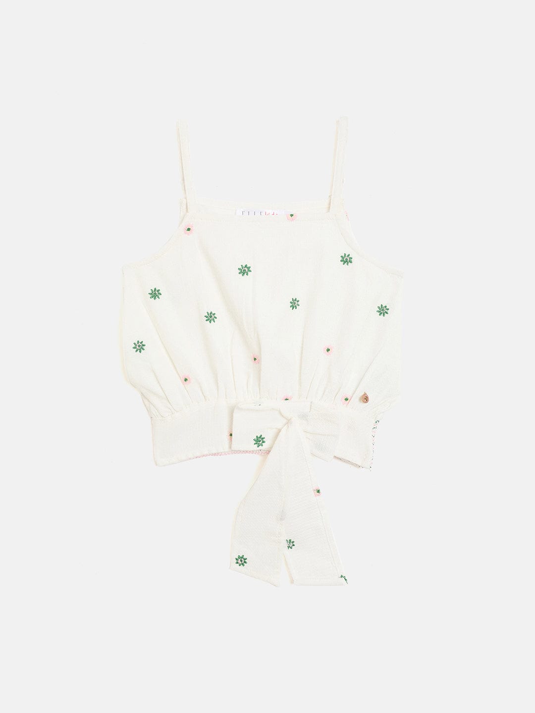 Elle Kids White Solid Square Neck Top