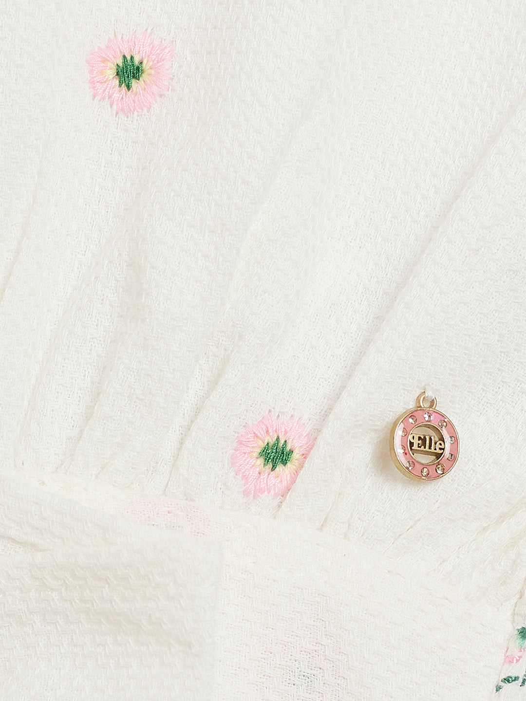 Elle Kids White Solid Square Neck Top