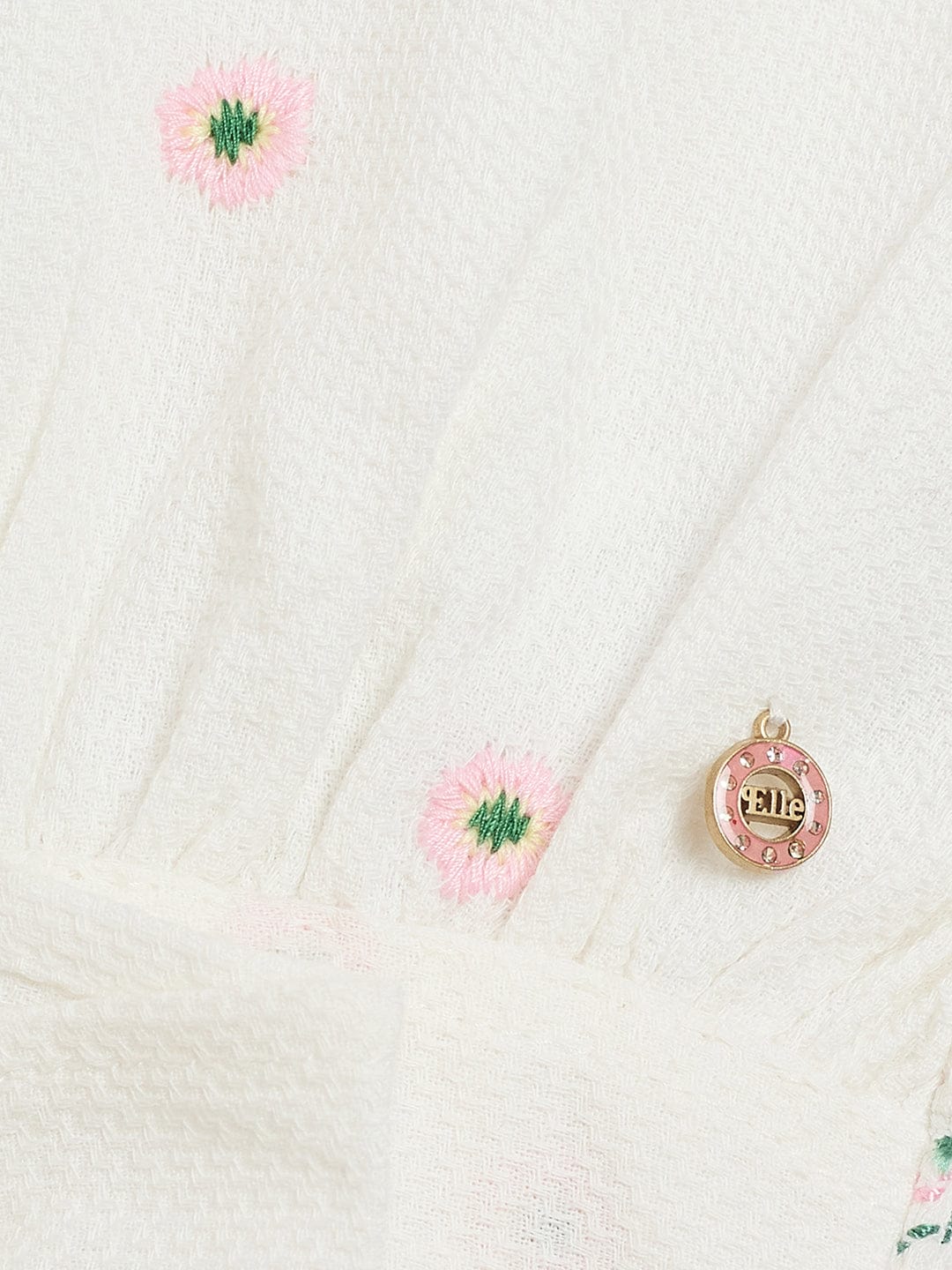 Elle Kids White Solid Square Neck Top