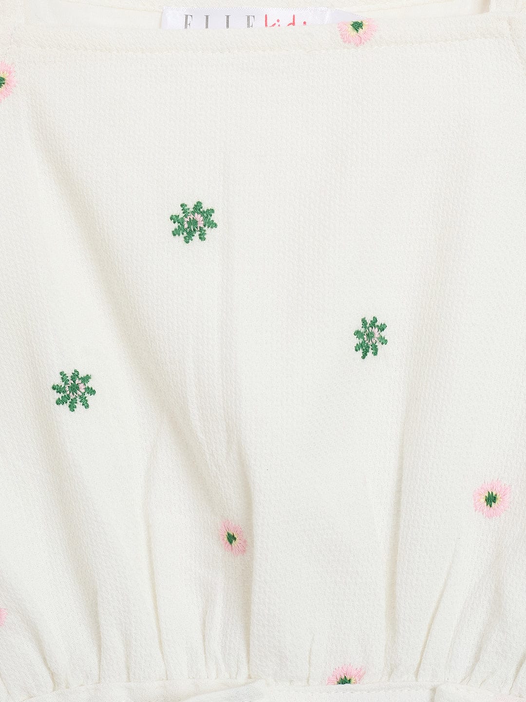 Elle Kids White Solid Square Neck Top