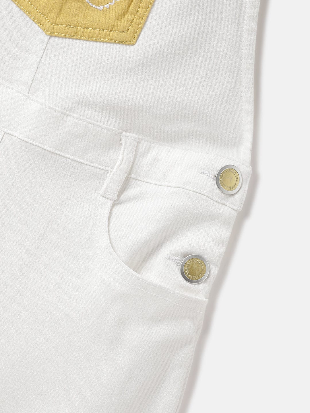 Elle Kids White Solid Square Neck Playsuit