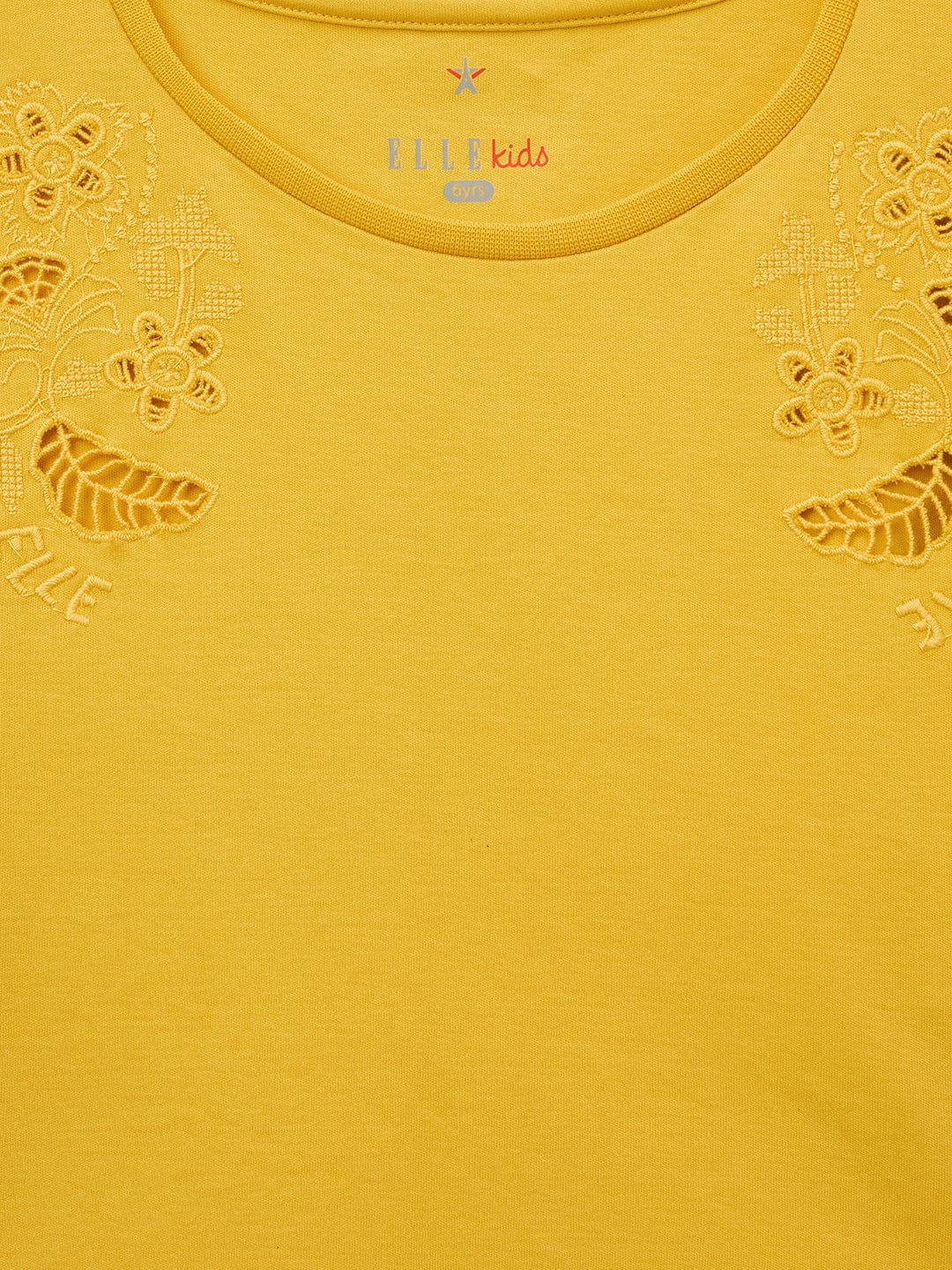 Elle Kids Yellow Solid Round Neck TShirt