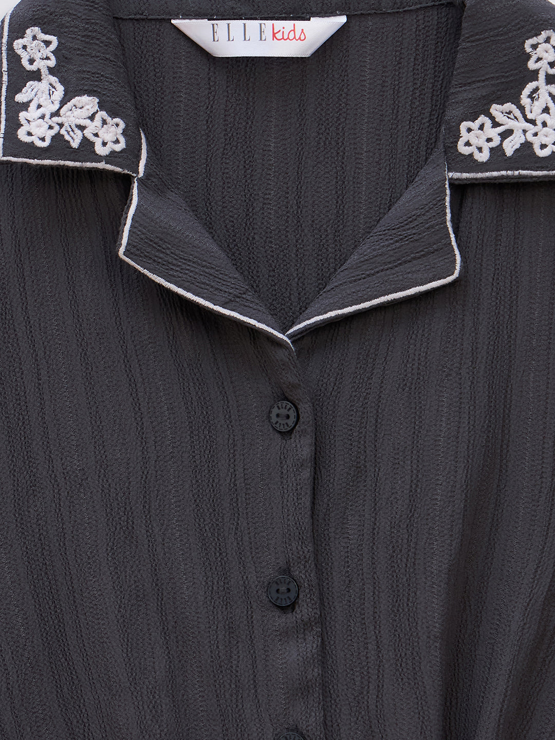 Elle Kids Black Solid V Neck Top