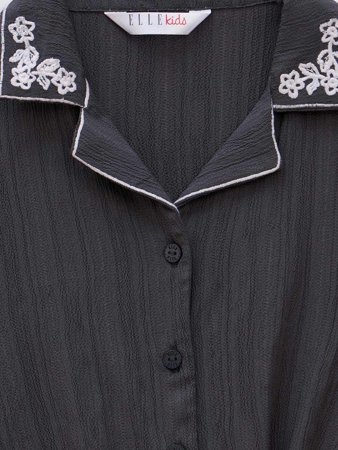 Elle Kids Black Solid V Neck Top