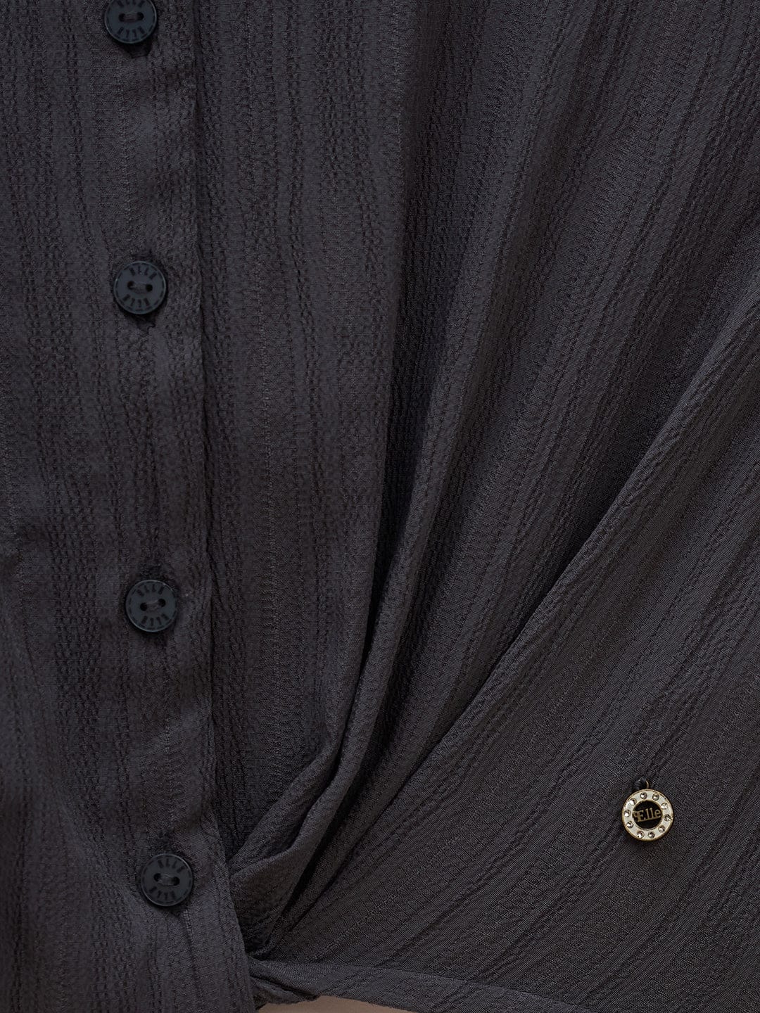 Elle Kids Black Solid V Neck Top