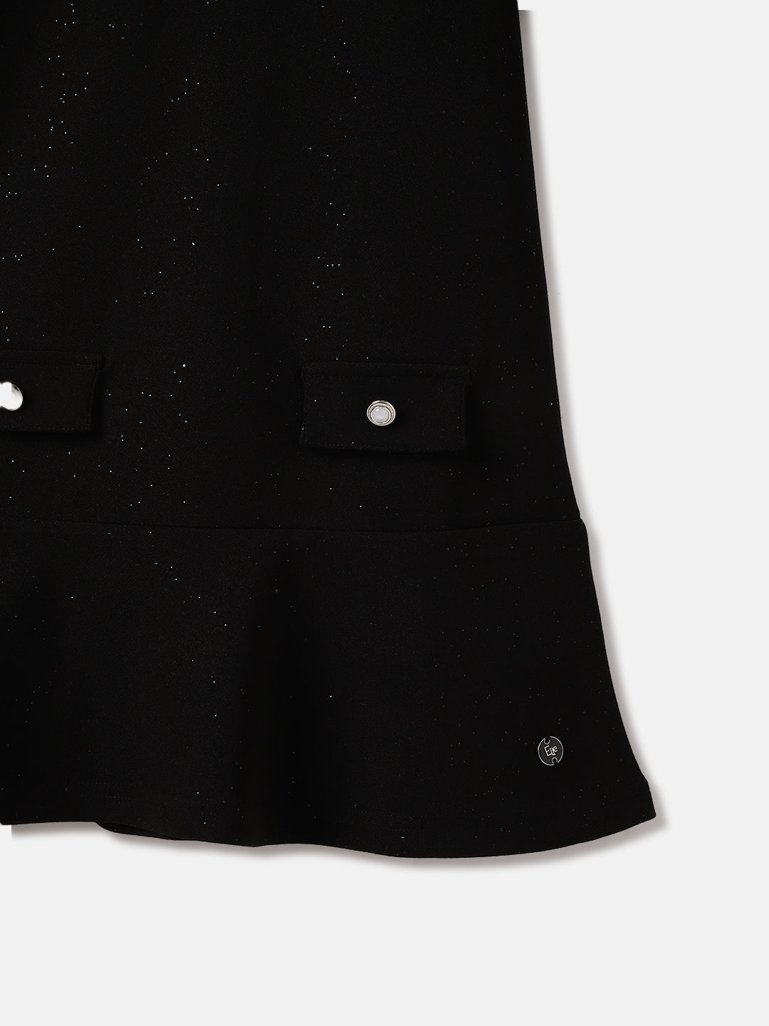 Elle Kids Black Solid Round Neck Dress