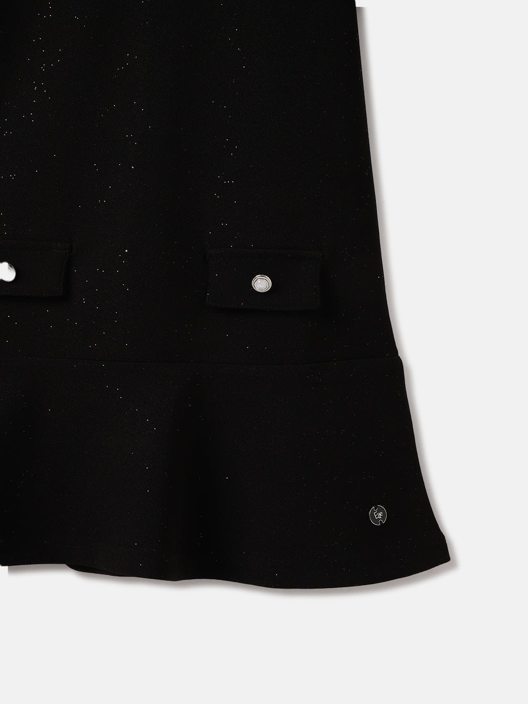 Elle Kids Black Solid Round Neck Dress