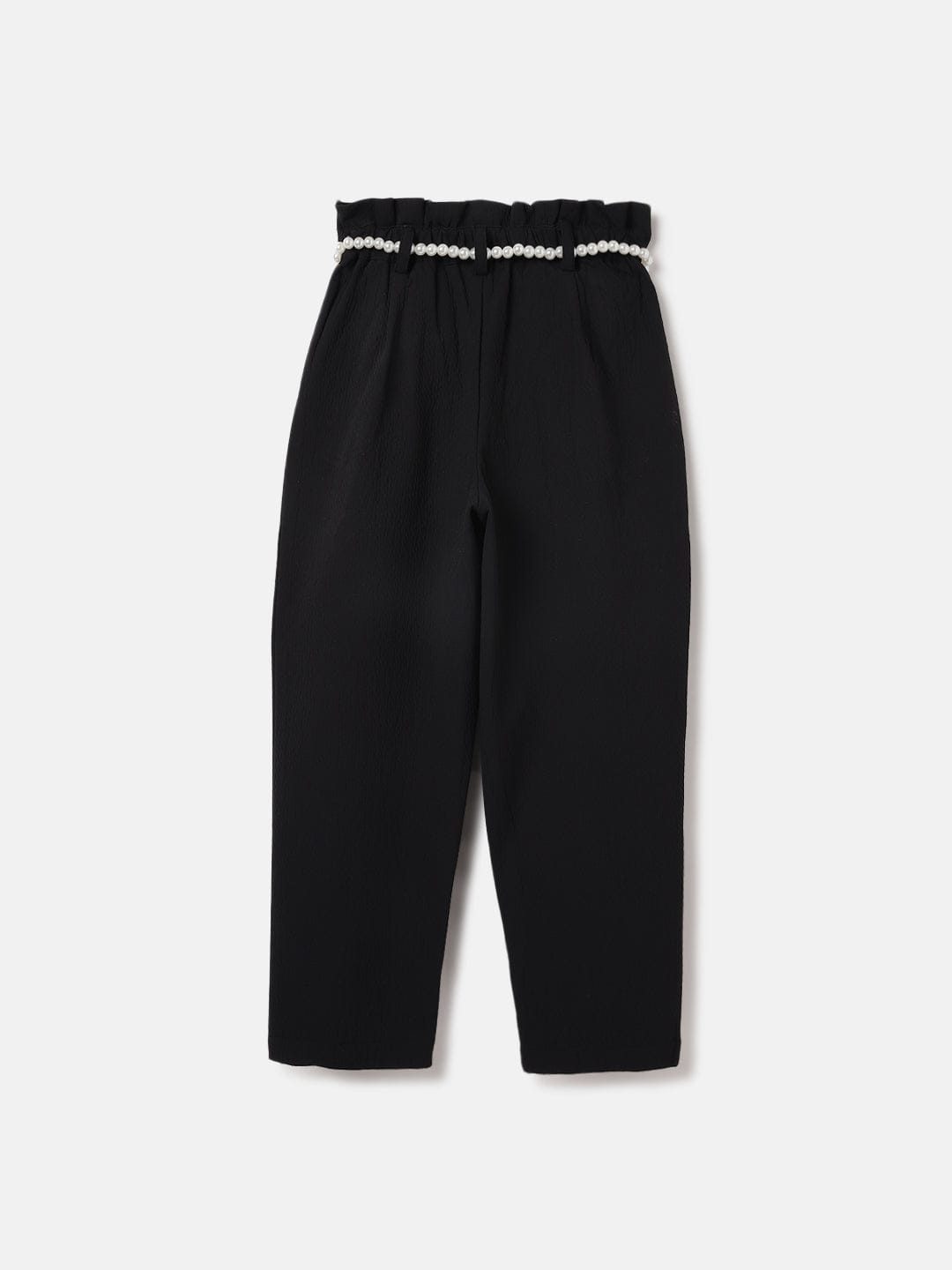 Elle Kids Black Straight Fit Solid Trouser