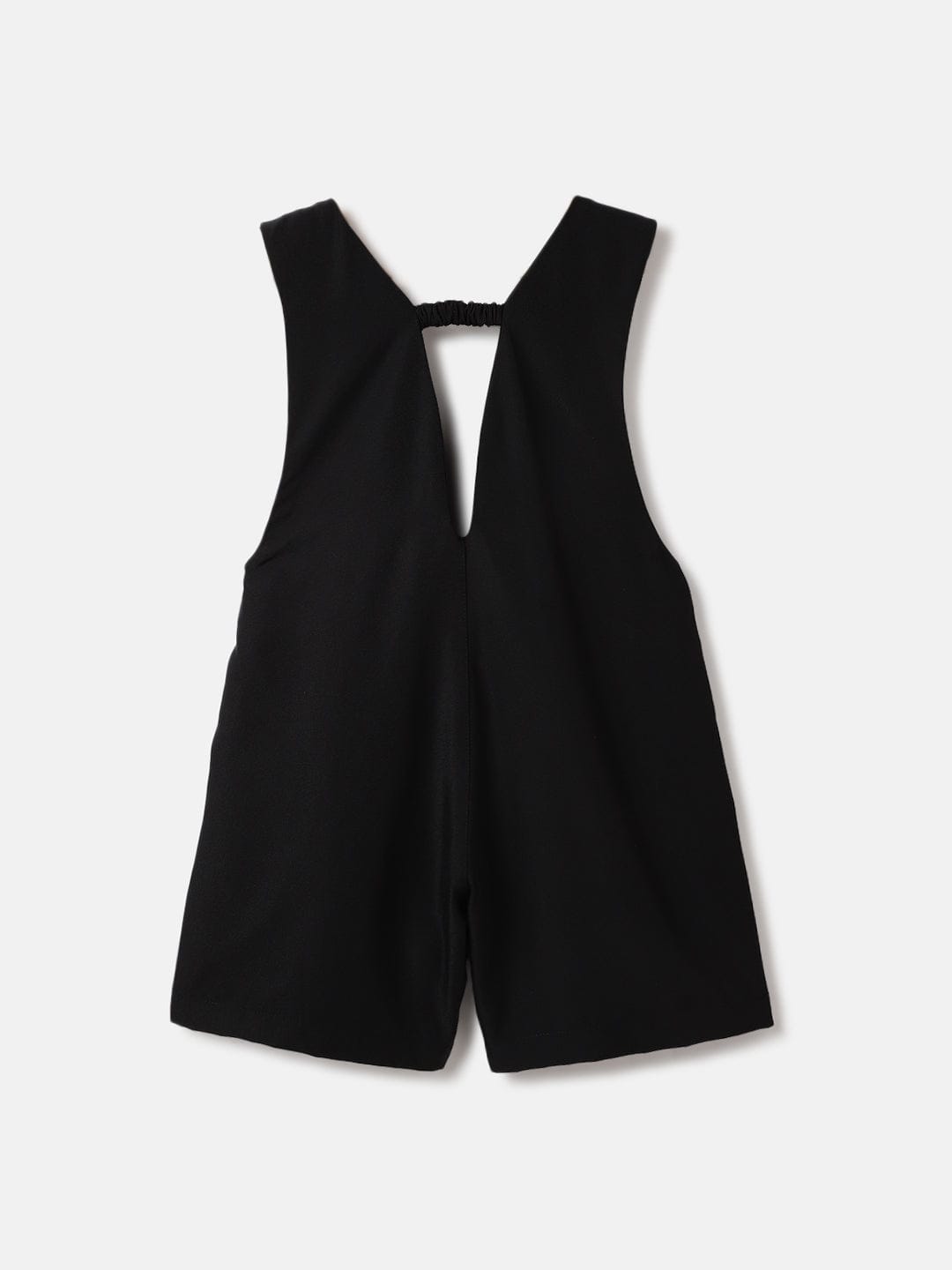 Elle Kids Black Solid V Neck Playsuit