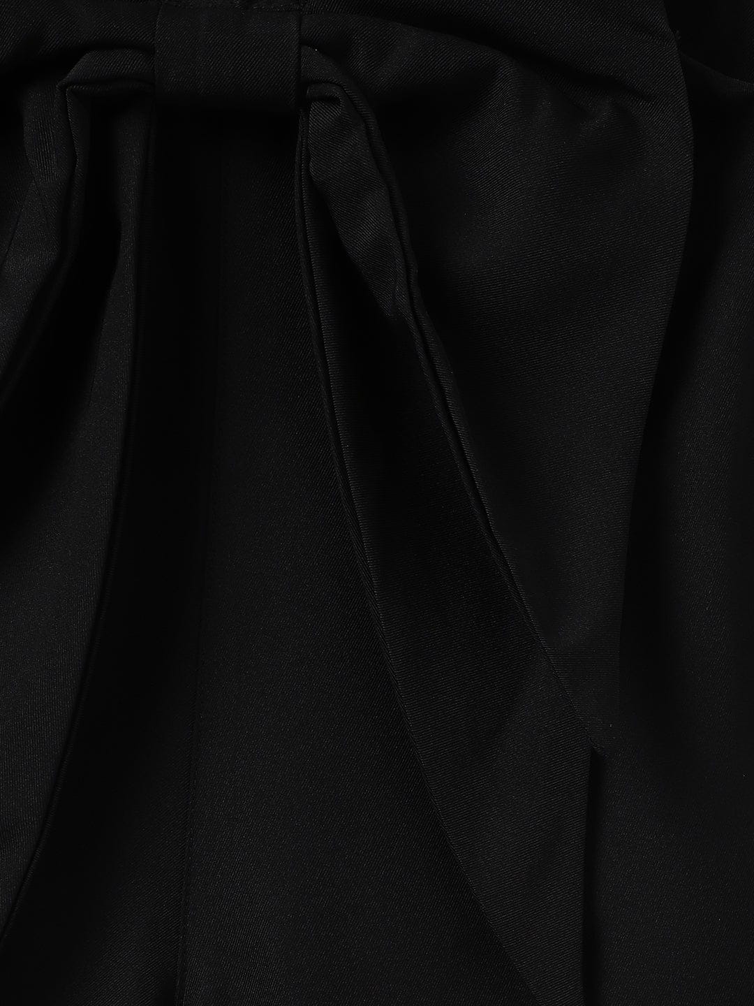 Elle Kids Black Solid V Neck Playsuit