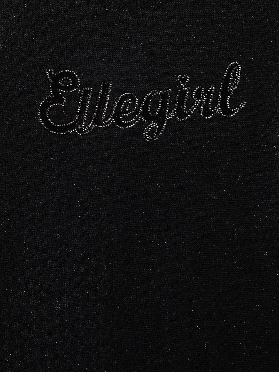 Elle Kids Black Solid Round Neck Tshirt