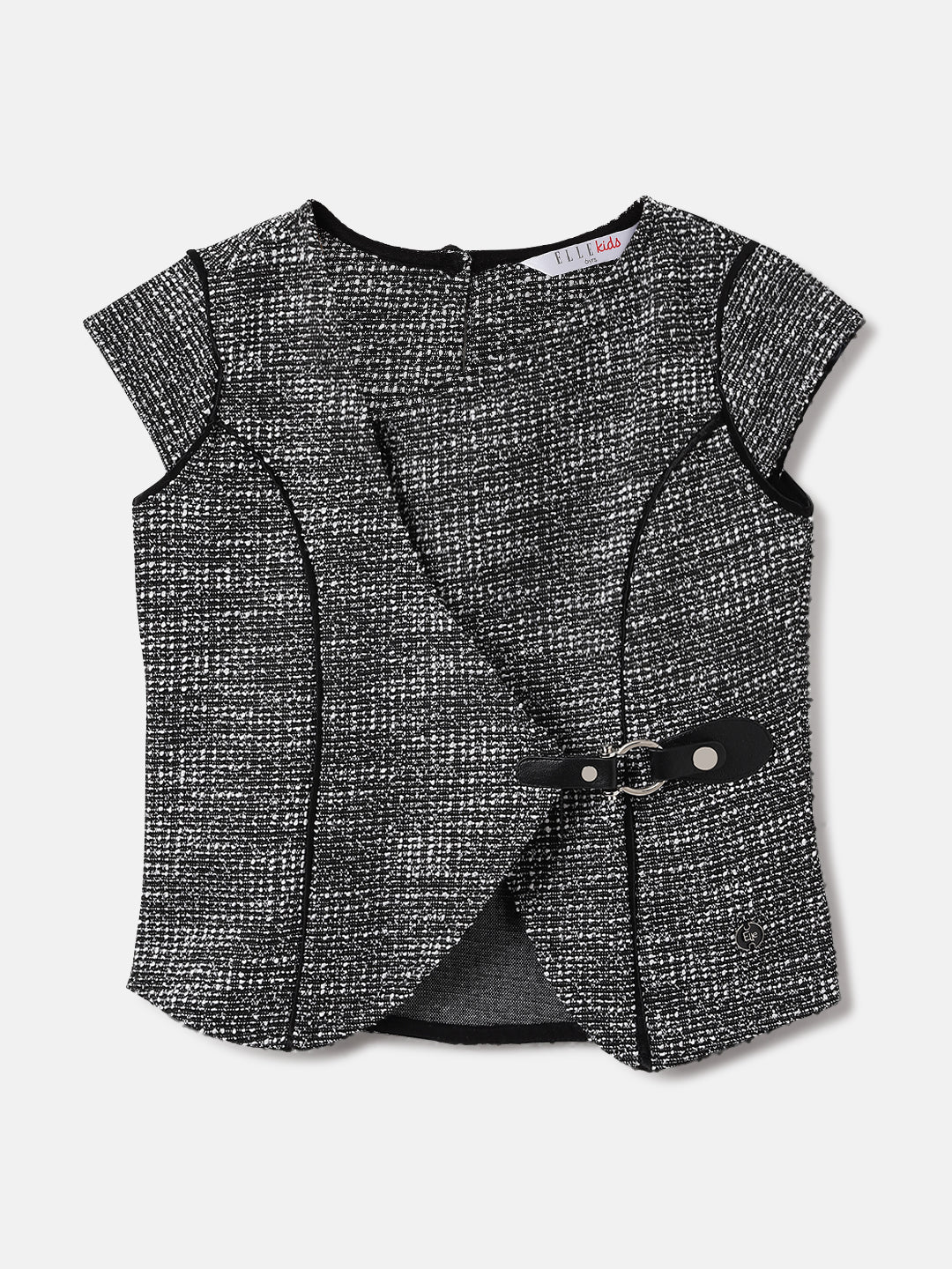 Elle Kids Black Solid V Neck Top