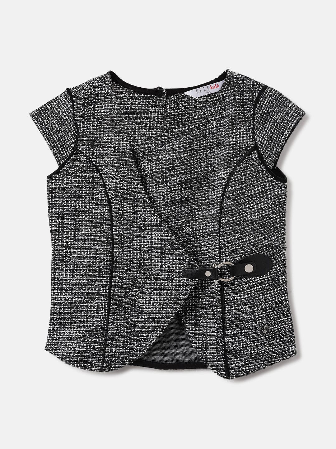 Elle Kids Black Solid V Neck Top