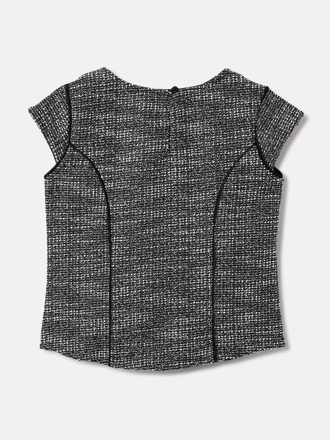 Elle Kids Black Solid V Neck Top