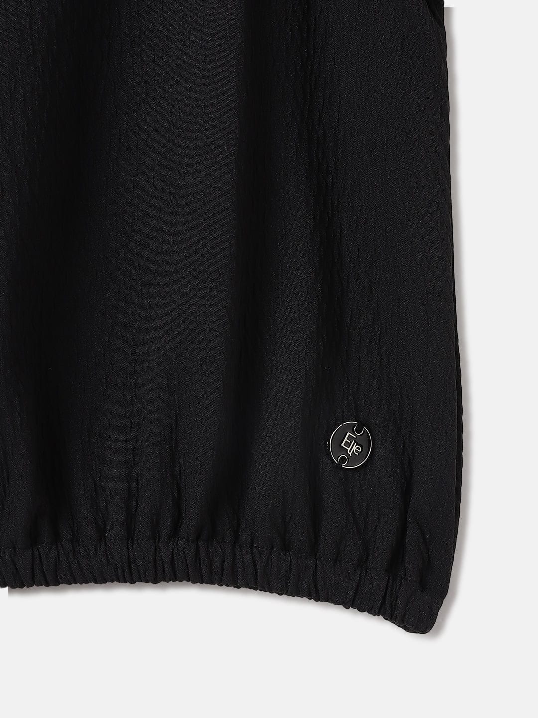 Elle Kids Black Solid Asymmetric Neck Top