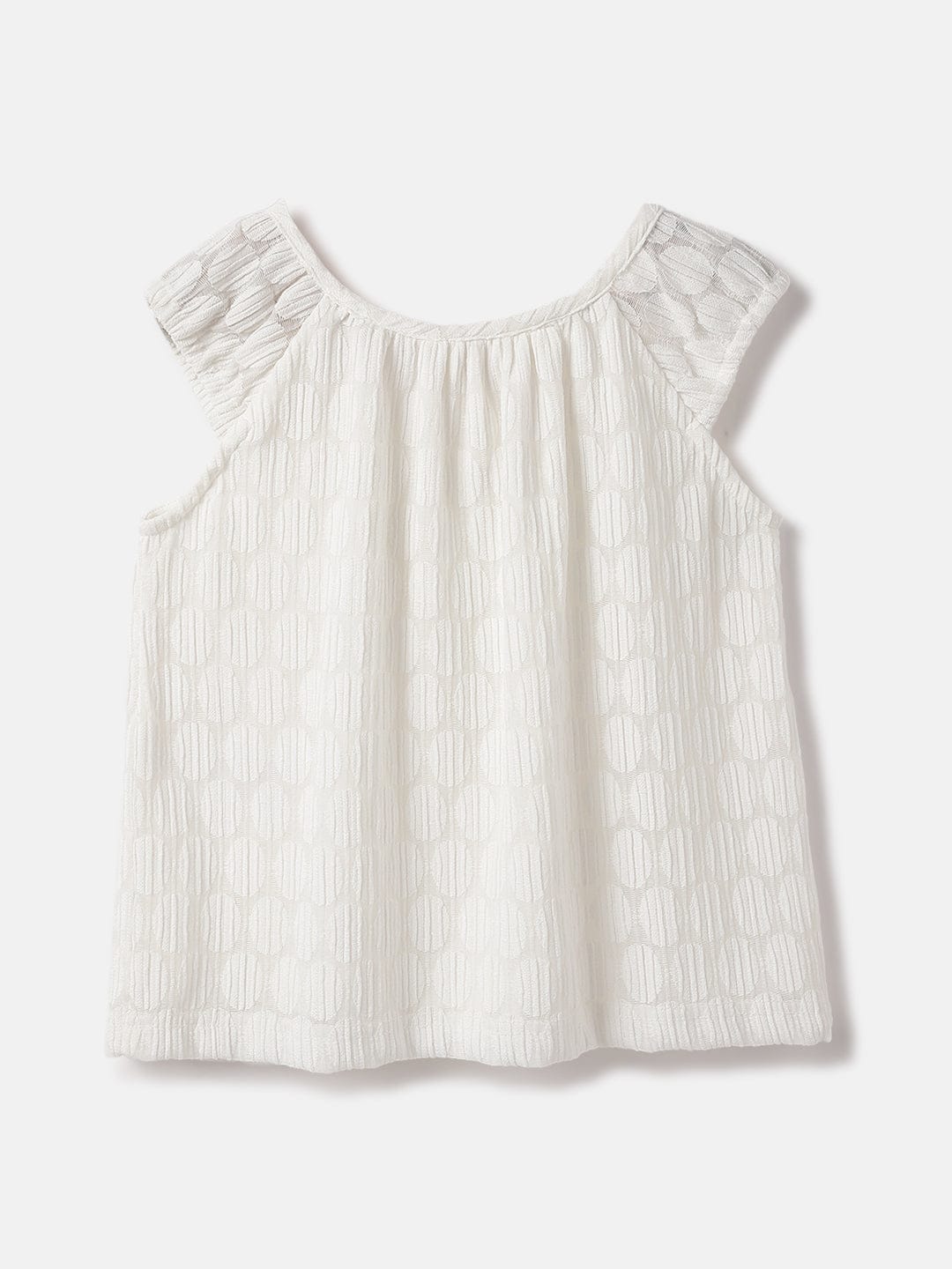 Elle Kids White Solid Round Neck Top
