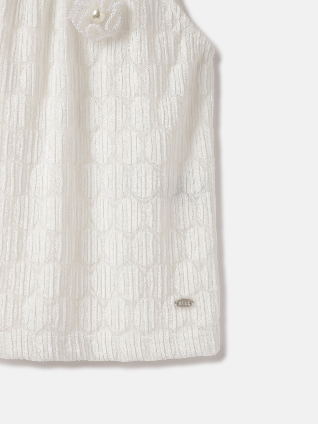 Elle Kids White Solid Round Neck Top