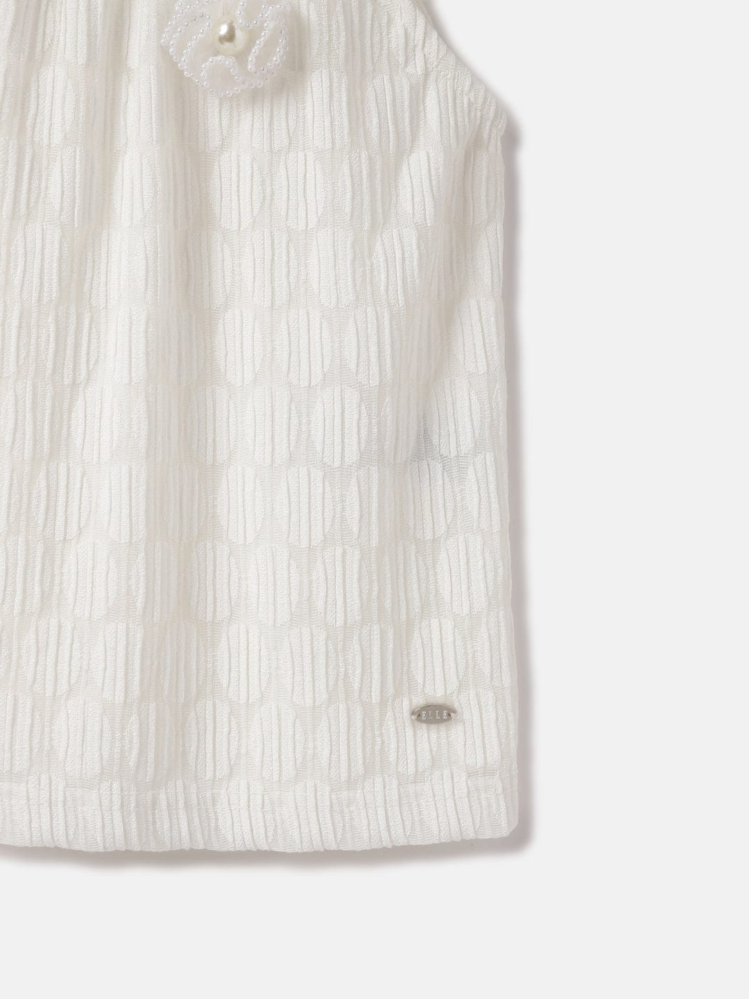Elle Kids White Solid Round Neck Top