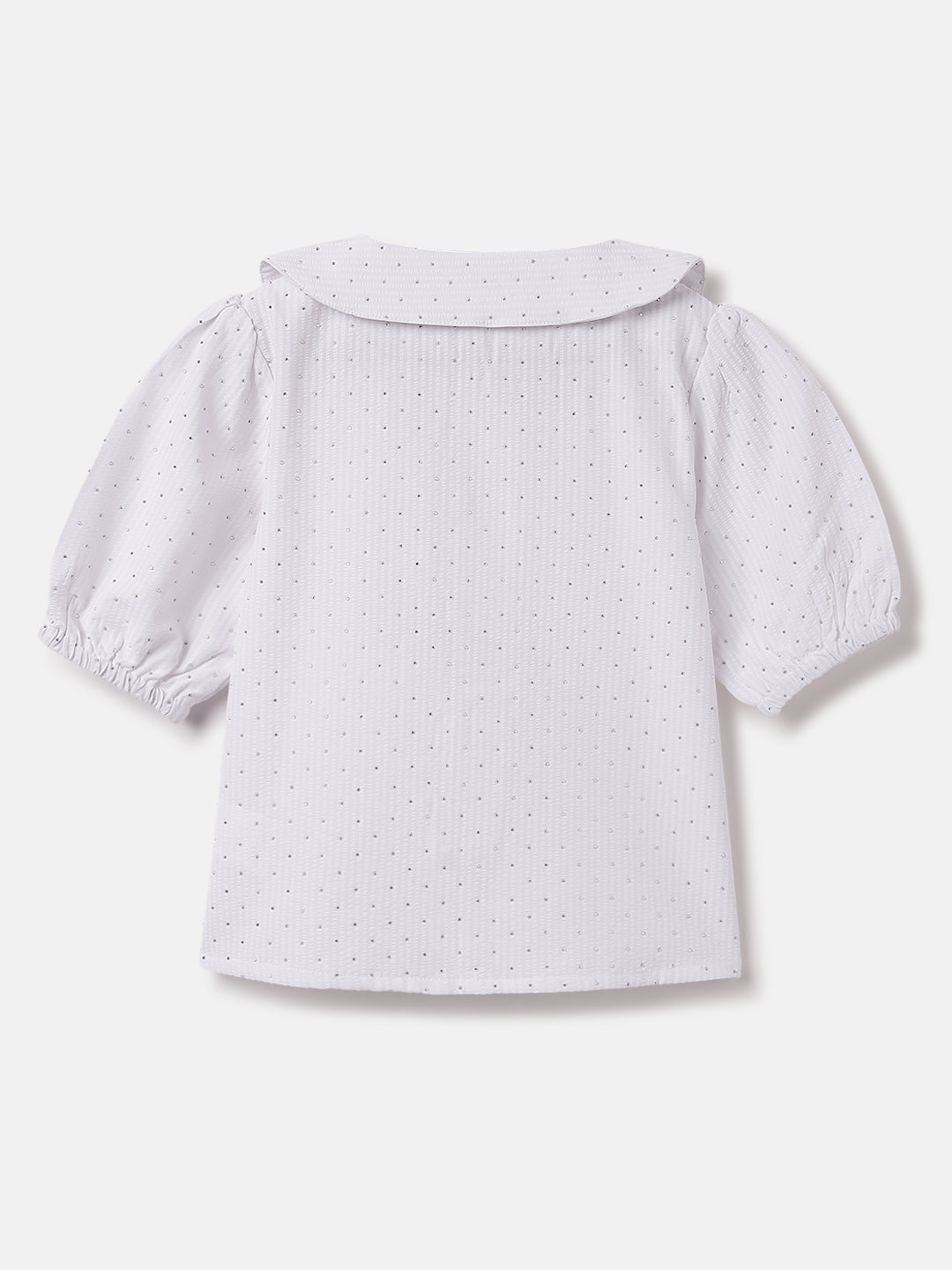 Elle Kids White Solid Round Neck Top