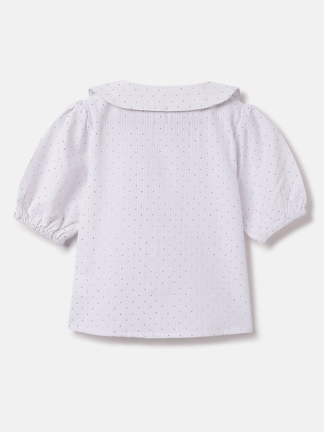 Elle Kids White Solid Round Neck Top