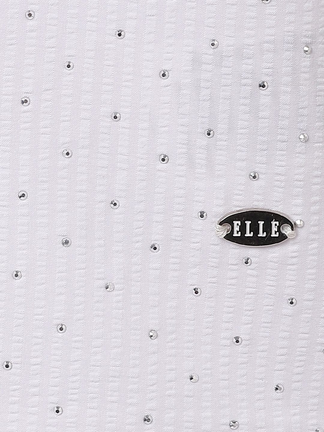 Elle Kids White Solid Round Neck Top