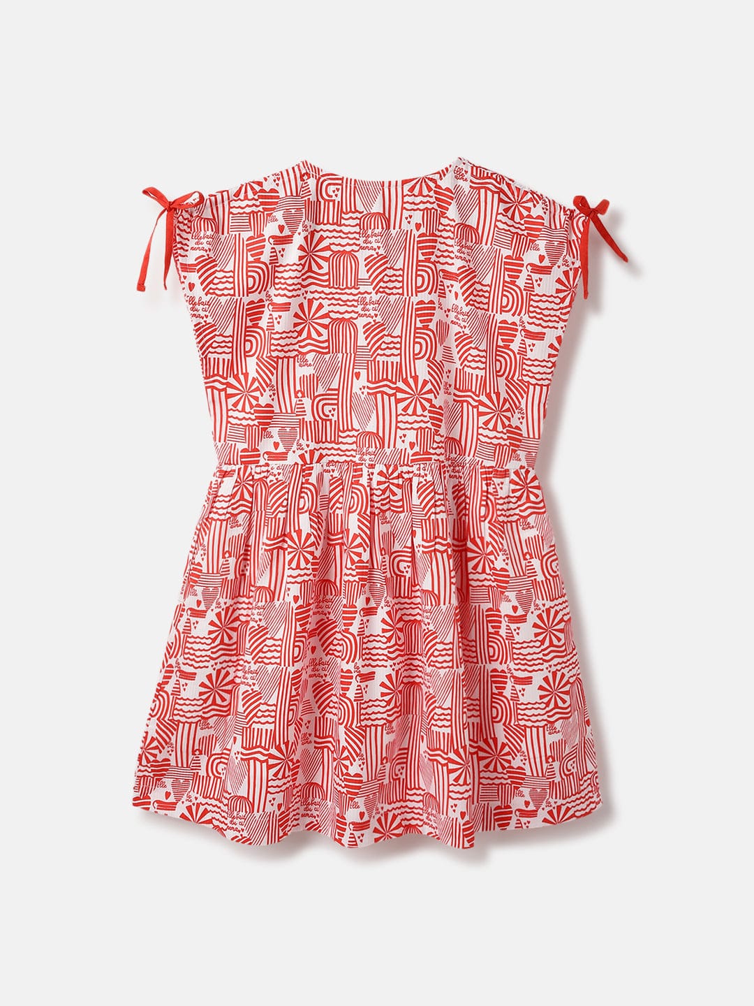 Elle Kids Red Printed Round Neck Dress