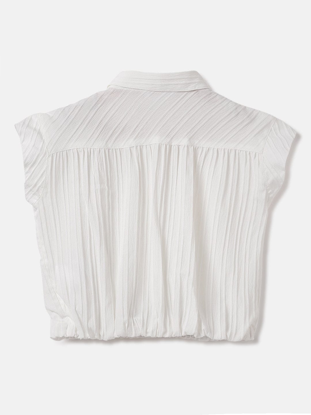 Elle Kids White Solid Round Neck Top