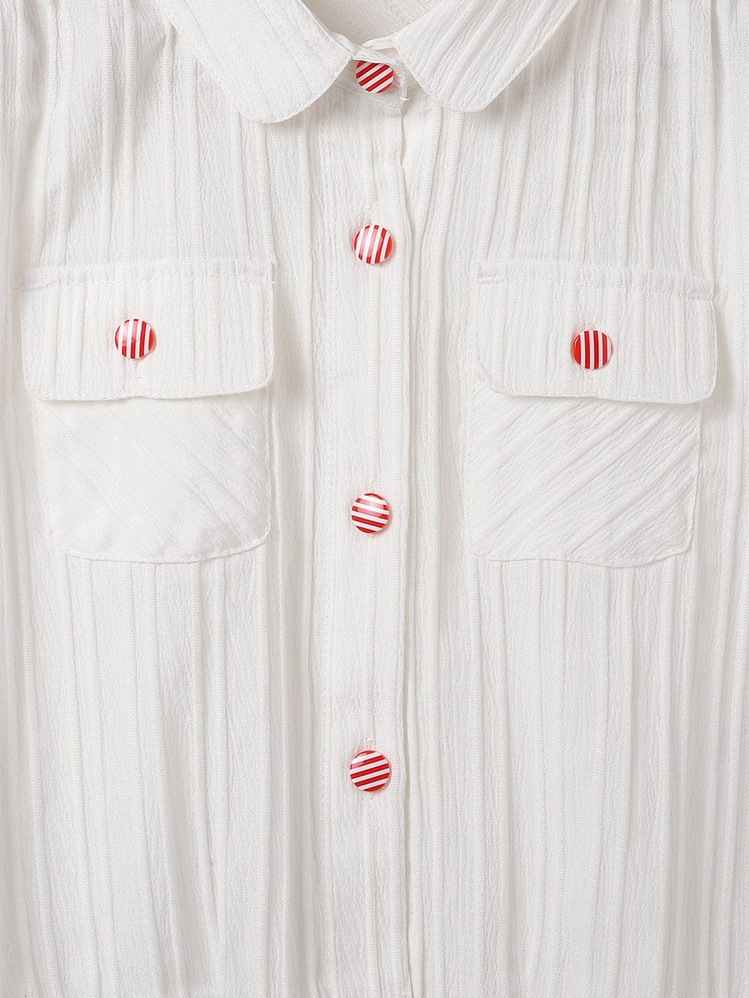 Elle Kids White Solid Round Neck Top