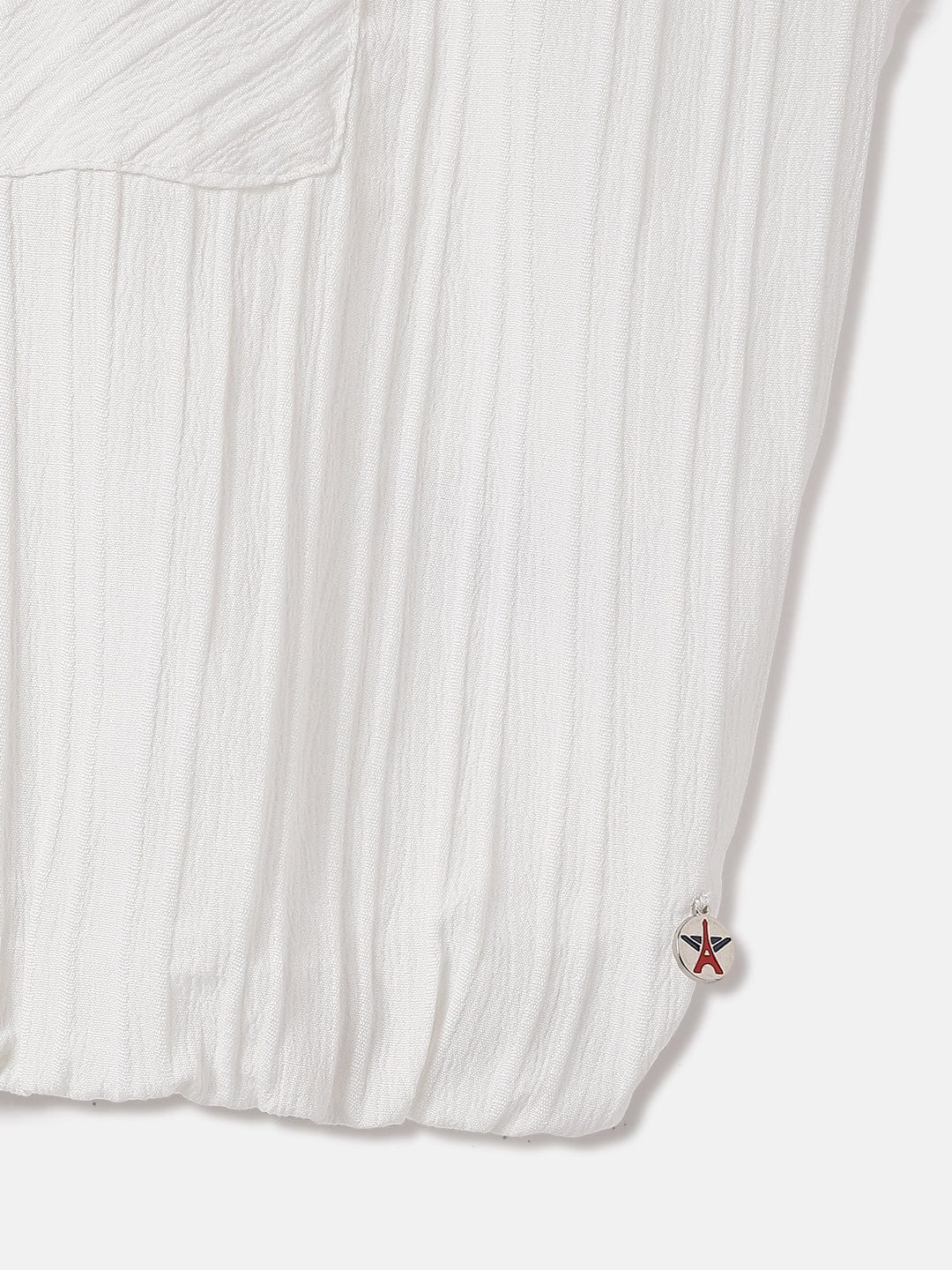 Elle Kids White Solid Round Neck Top