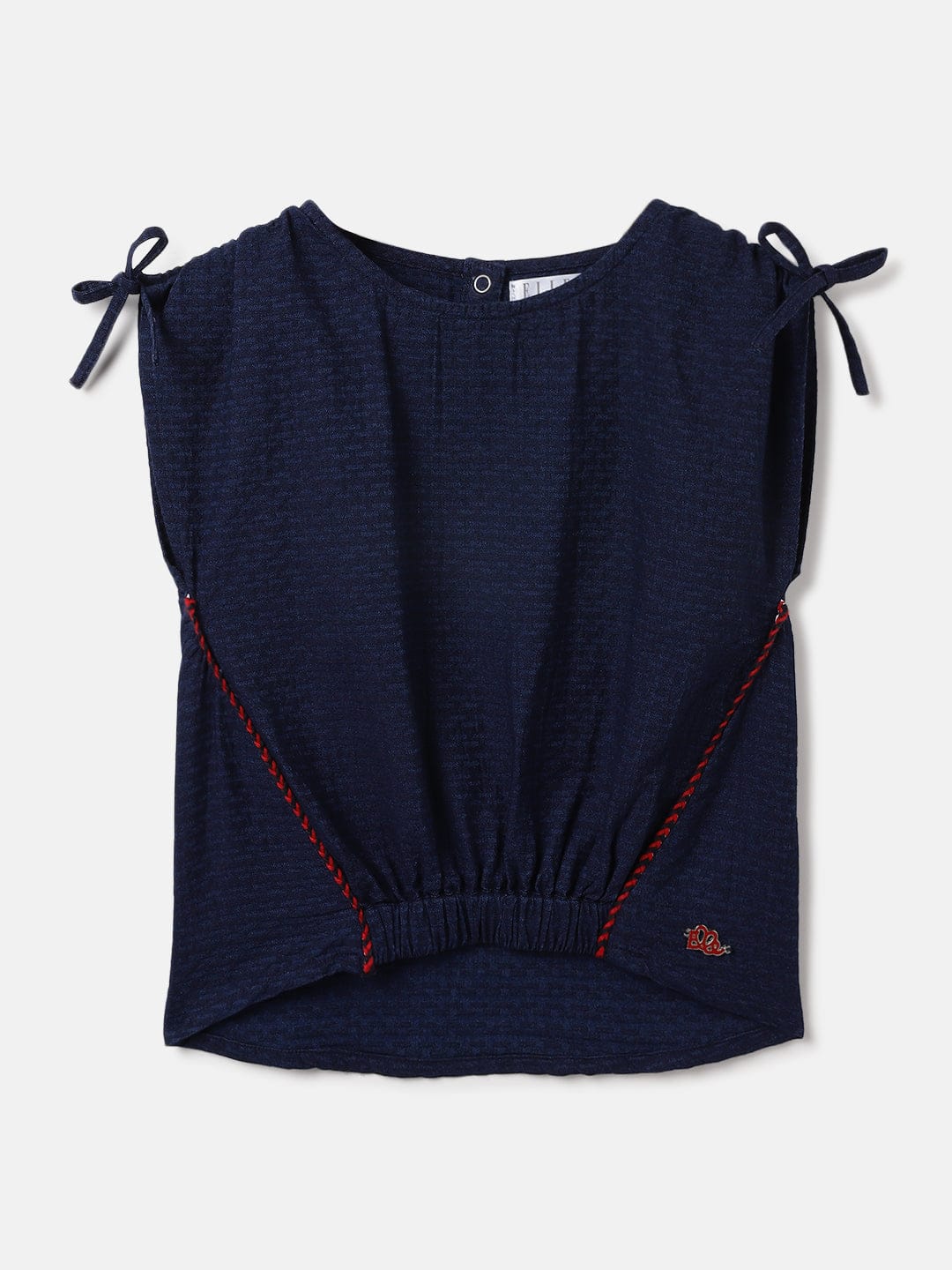Elle Kids Blue Solid Round Neck Top