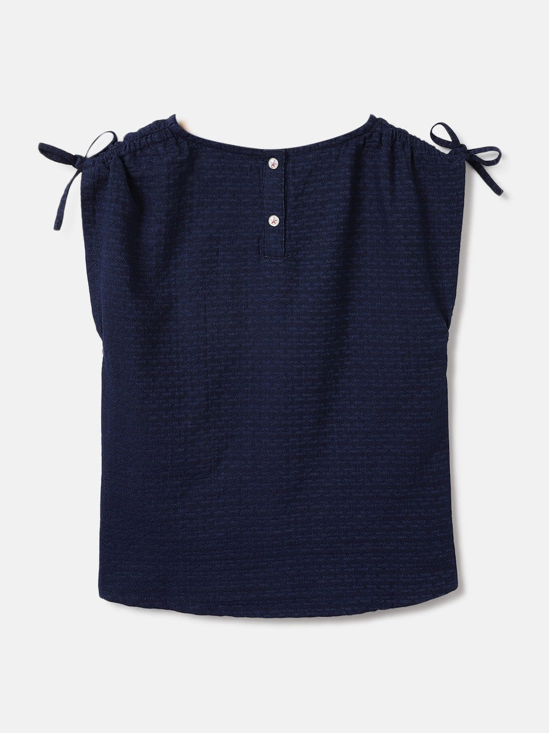 Elle Kids Blue Solid Round Neck Top