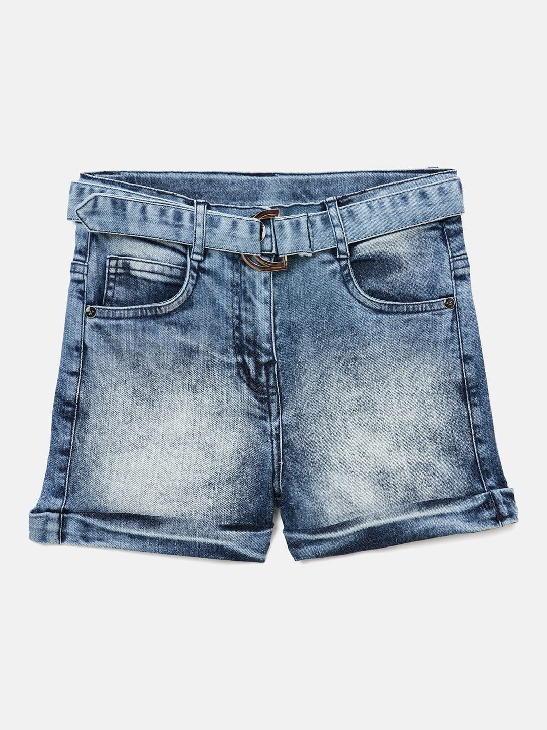 Elle Kids Blue Relaxed Fit Solid Shorts