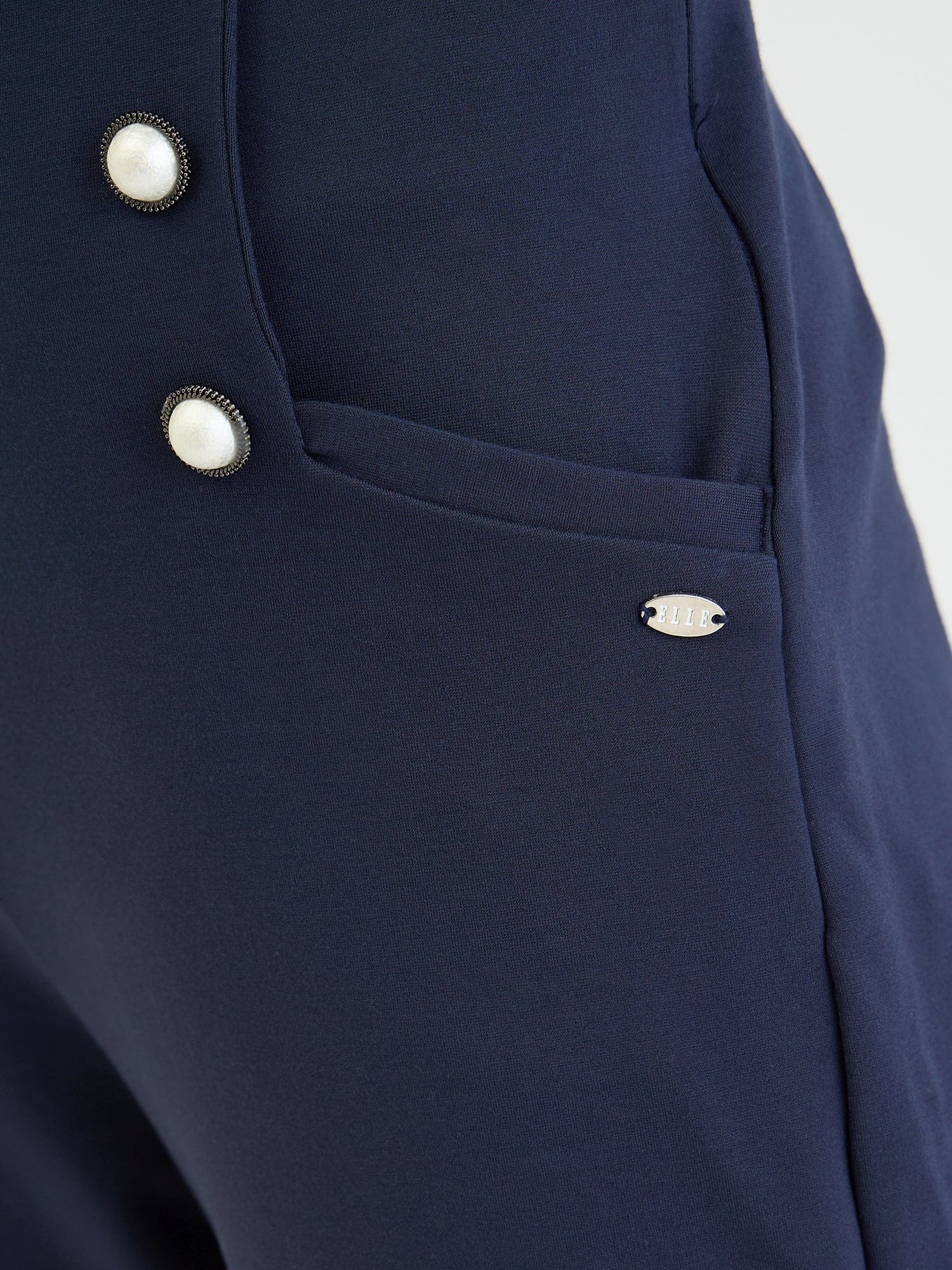 Elle Women Blue Straight Fit Knitted Trouser