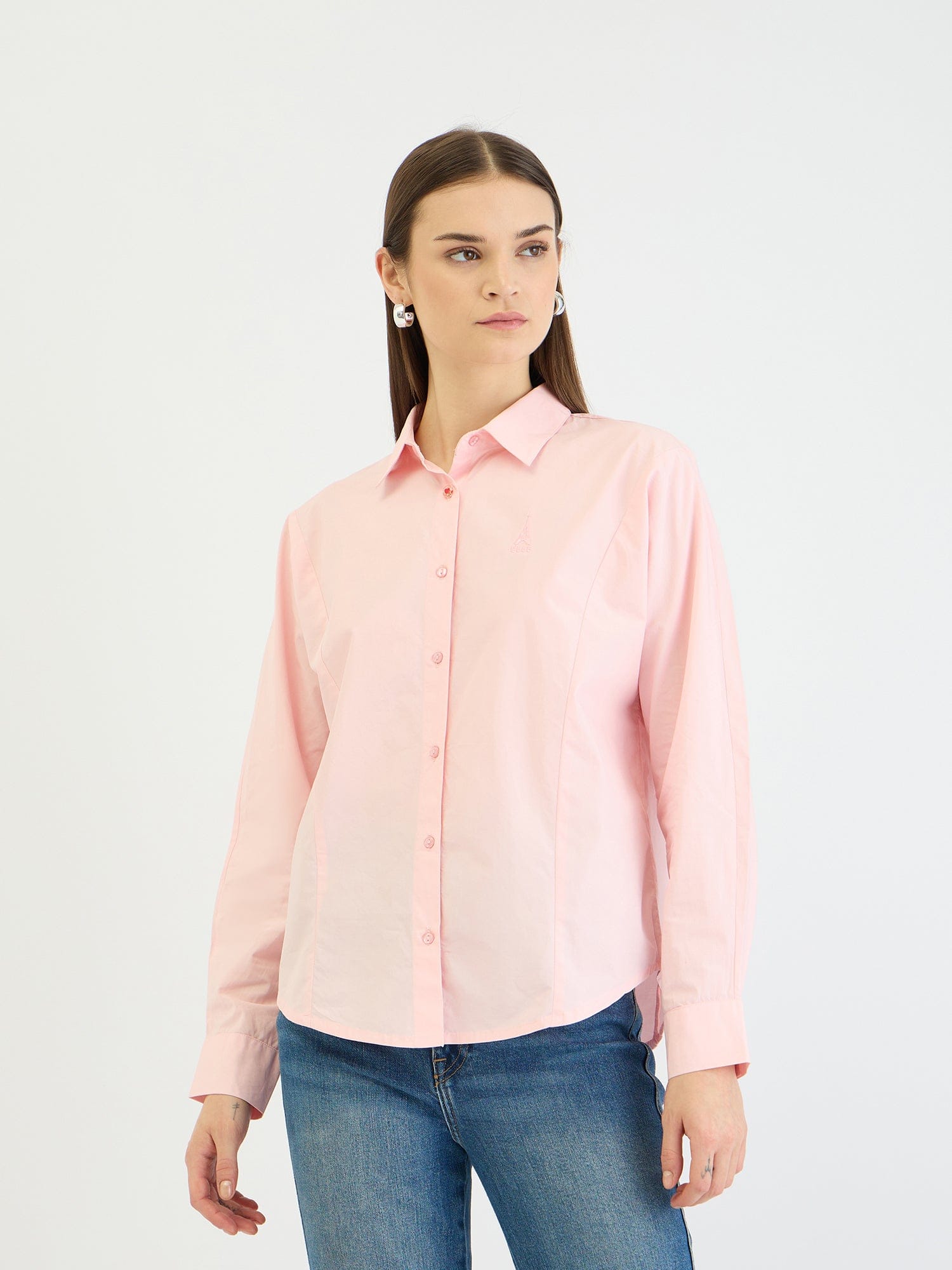Elle Women Pink Solid Collar Shirt