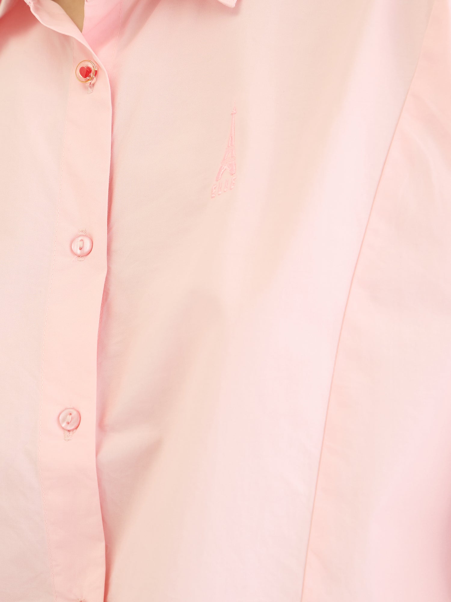 Elle Women Pink Solid Collar Shirt