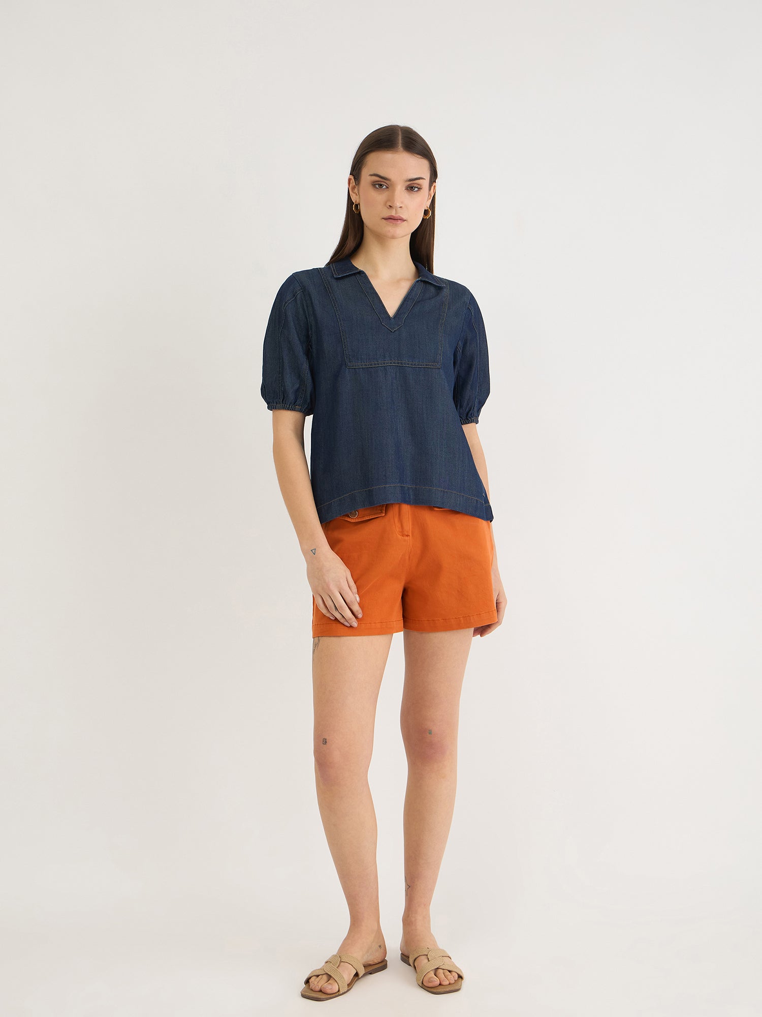 Elle Women Brown Relaxed Fit Solid Shorts