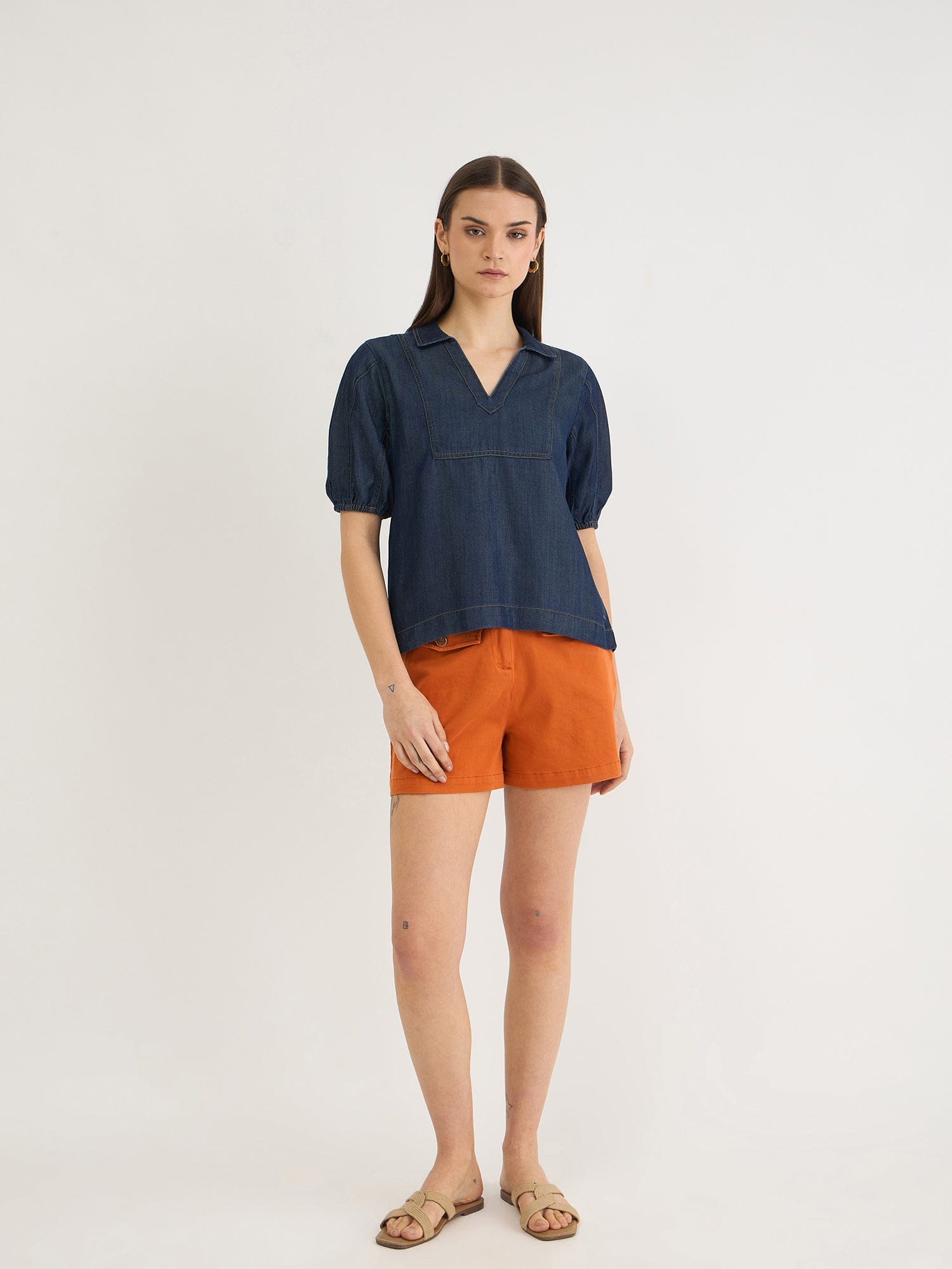 Elle Women Brown Relaxed Fit Solid Shorts