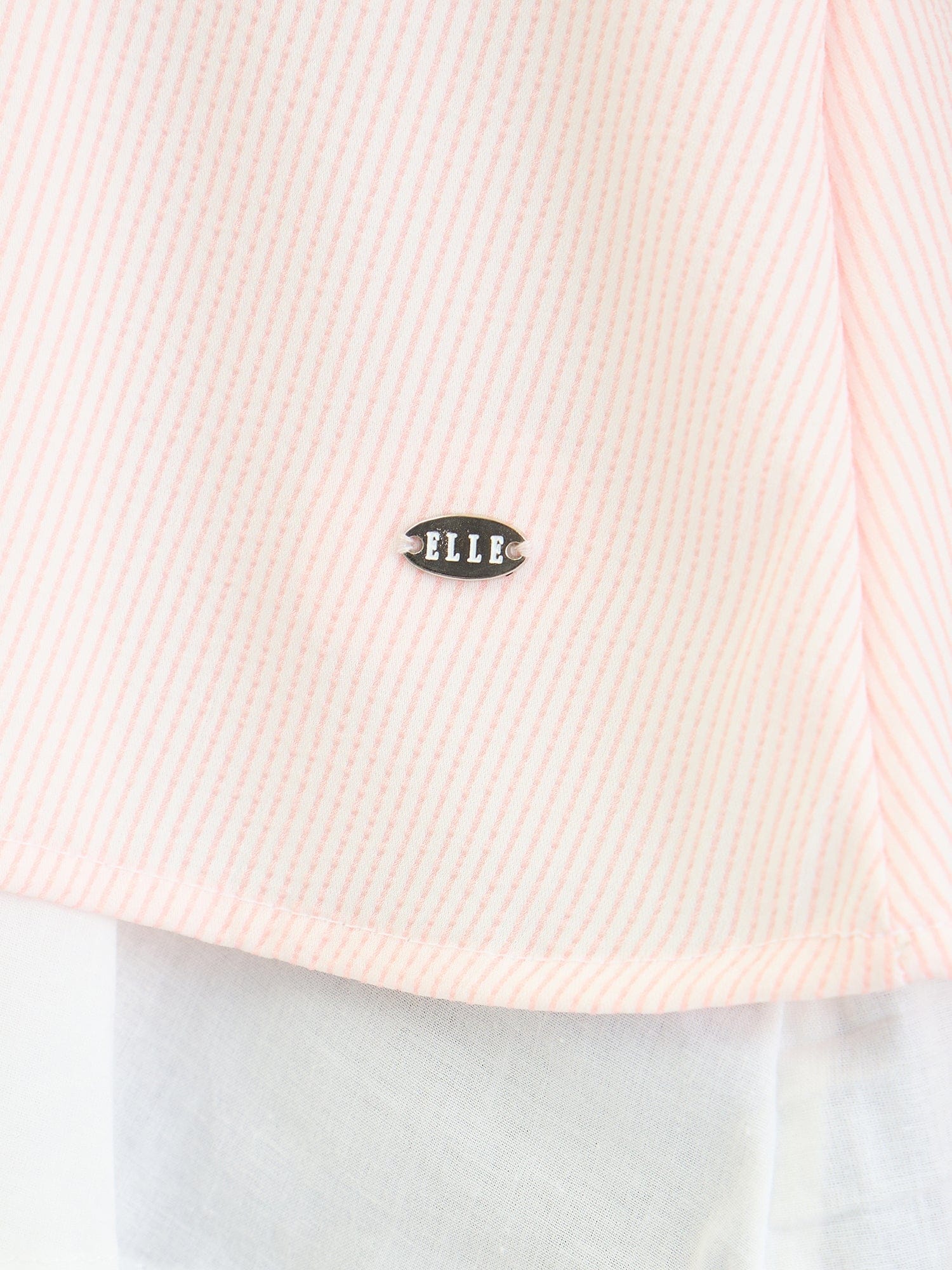 Elle Women Pink Striped Round Neck Top