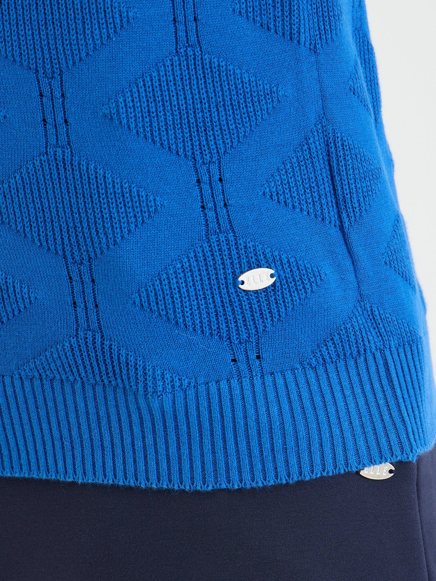 Elle Women Blue Knitted Polo Tshirt