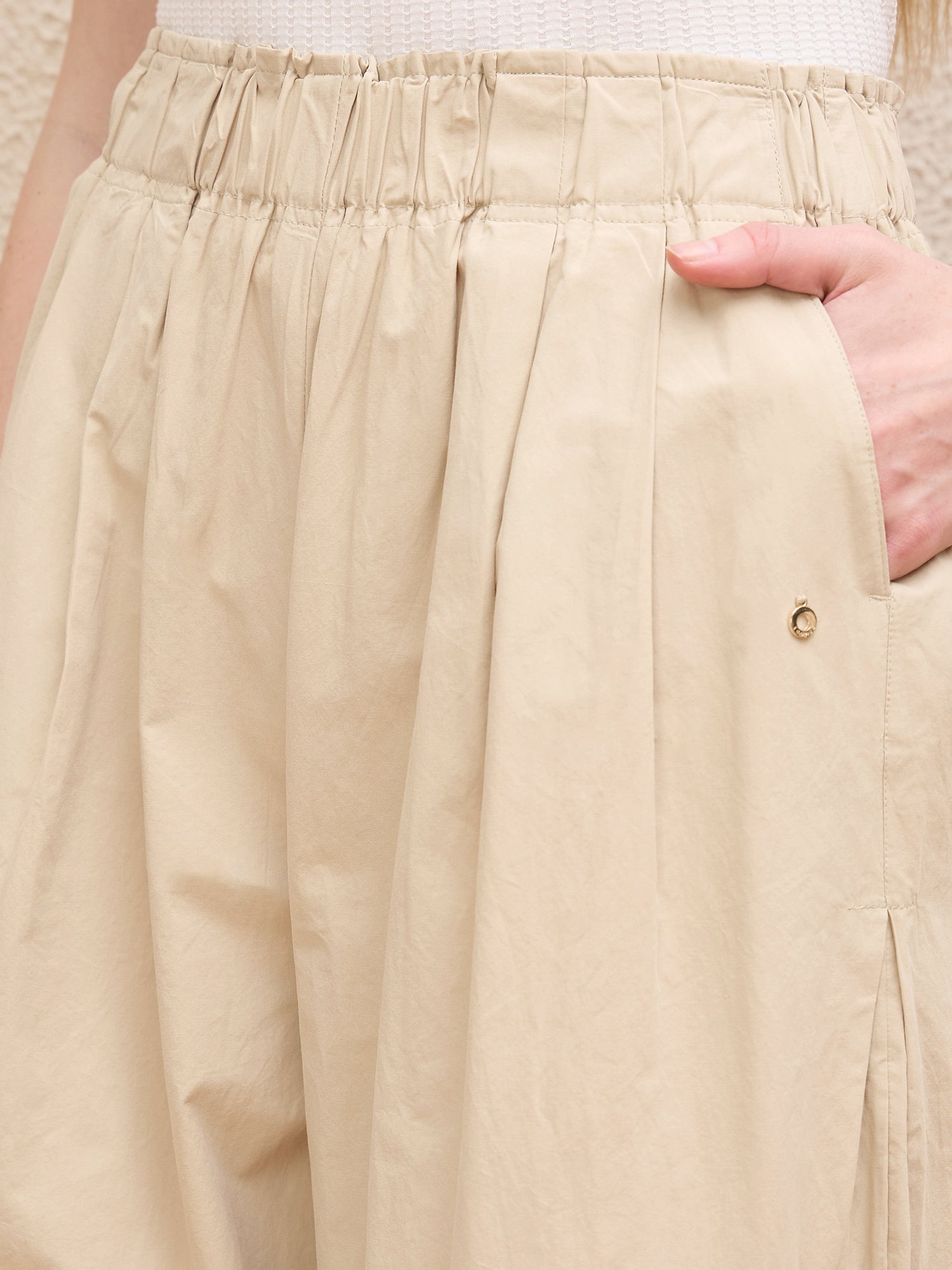 Iconic Women Beige Baggy Fit Solid Trouser