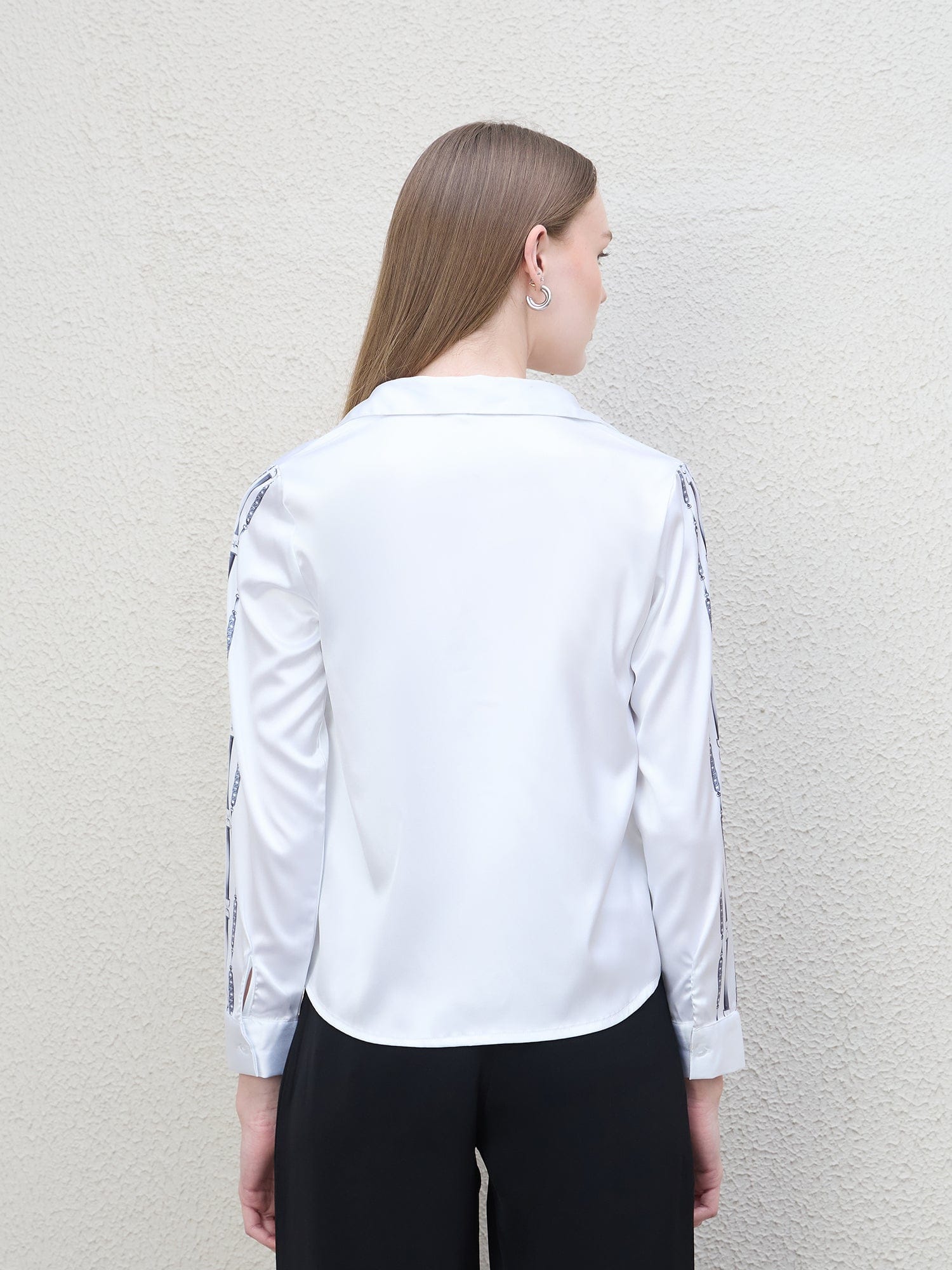 Iconic Women White Printed Collar Shirt