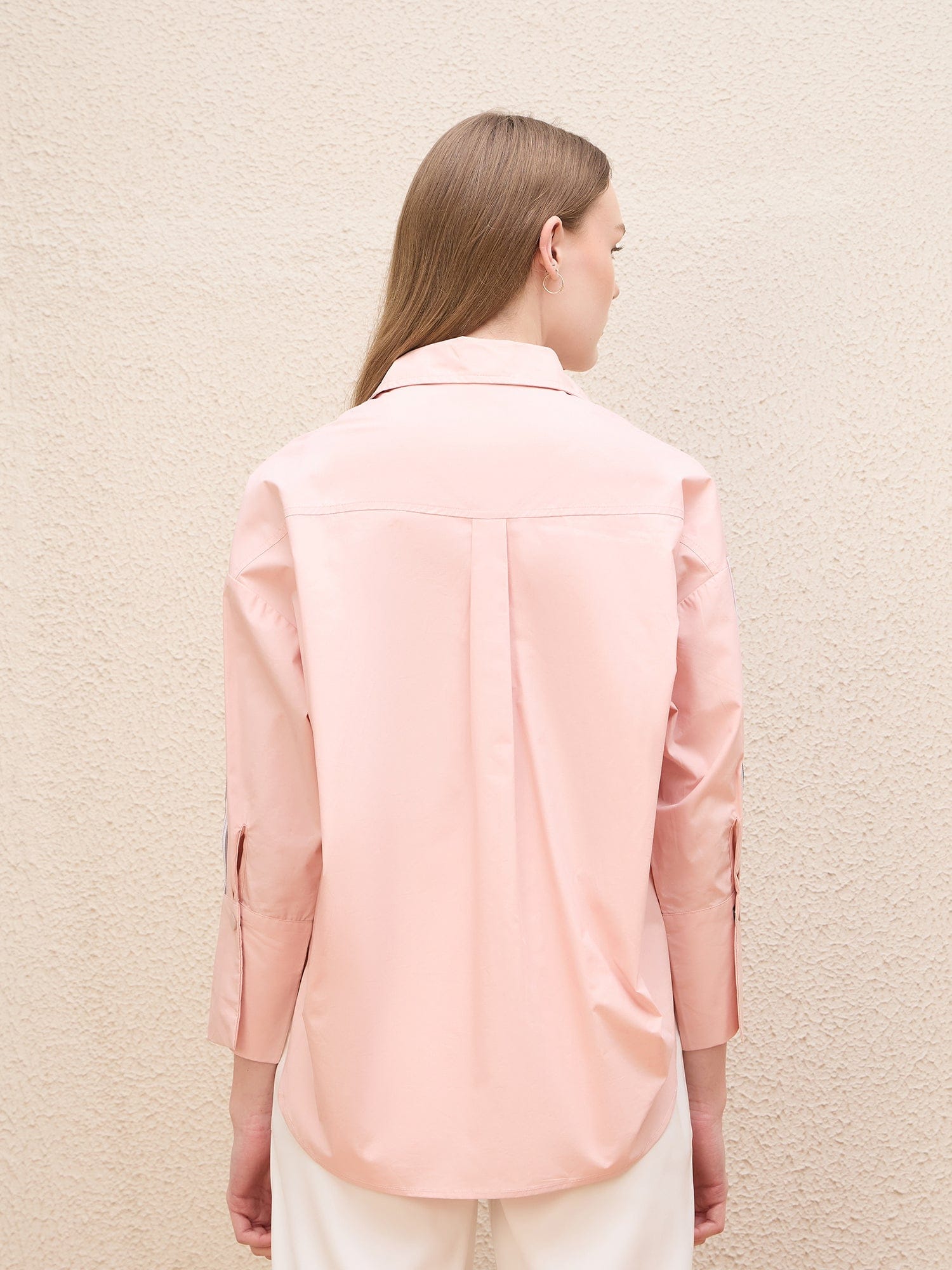 Iconic Women Pink Solid Collar Shirt