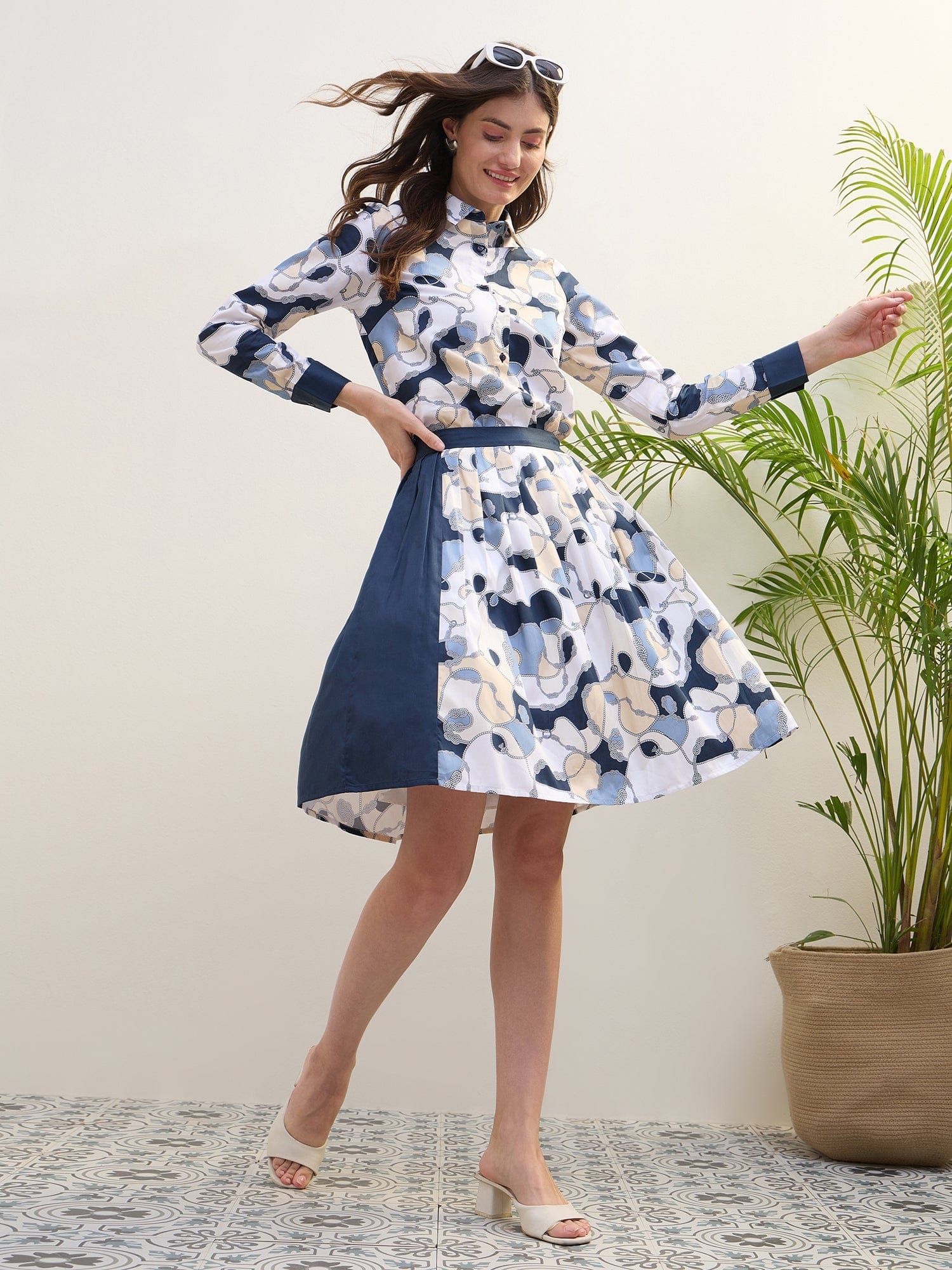 Iconic Women Multi Pleated Printed Skirt