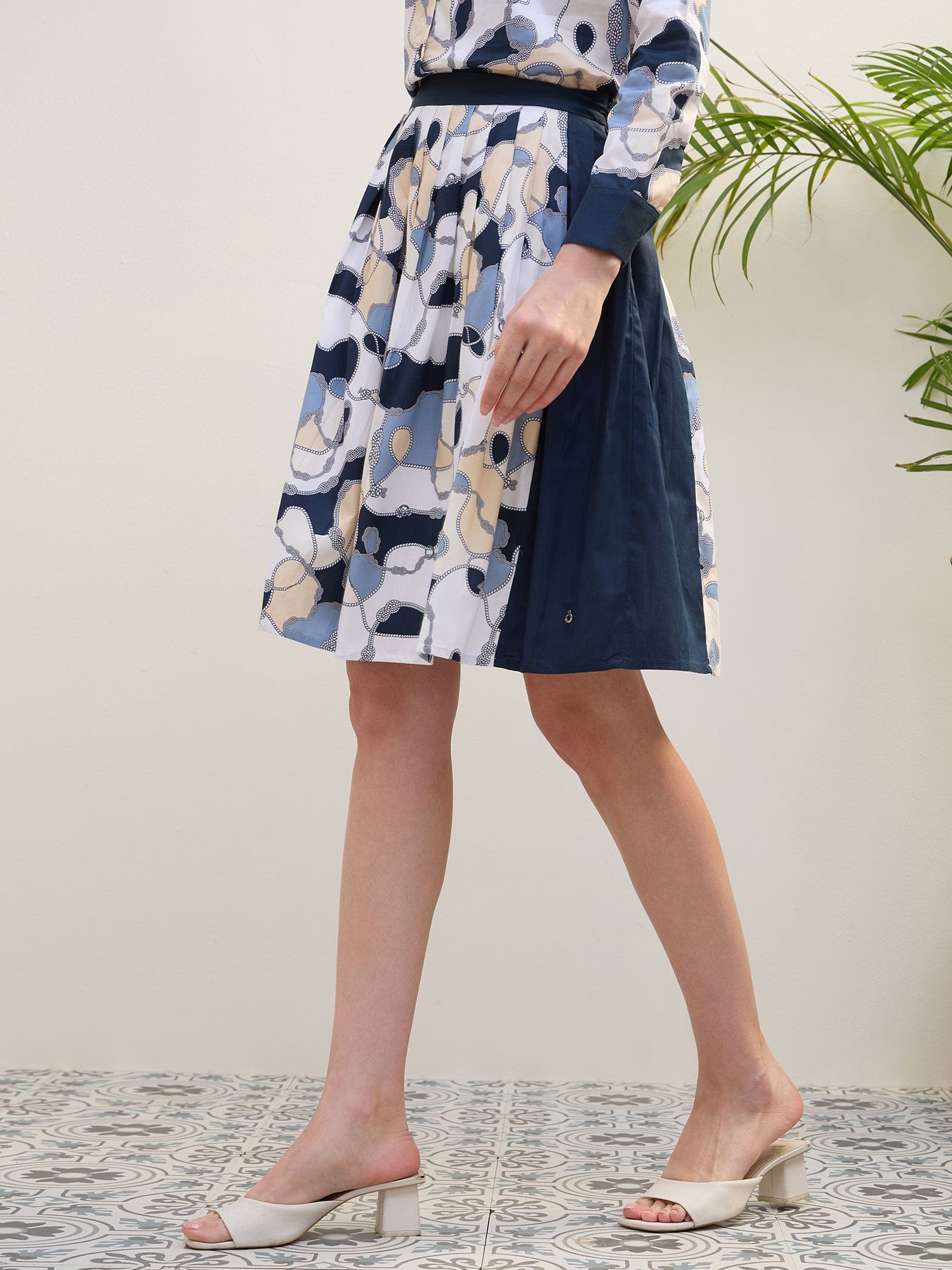 Iconic Women Multi Pleated Printed Skirt