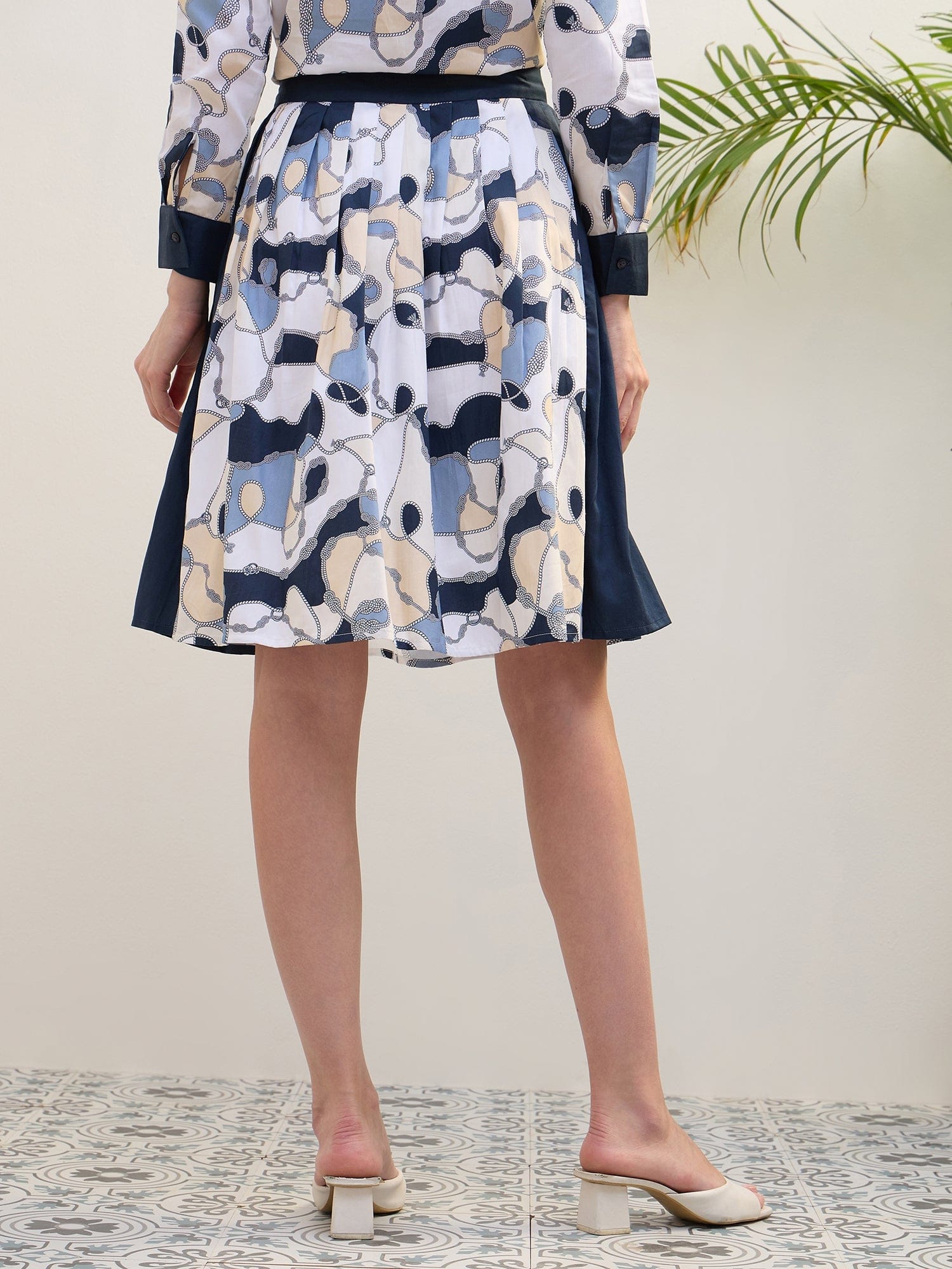 Iconic Women Multi Pleated Printed Skirt